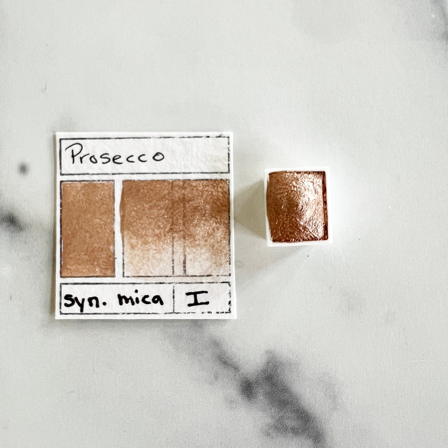 Prosecco. Half pan, full pan or bottle cap of handmade watercolor paint