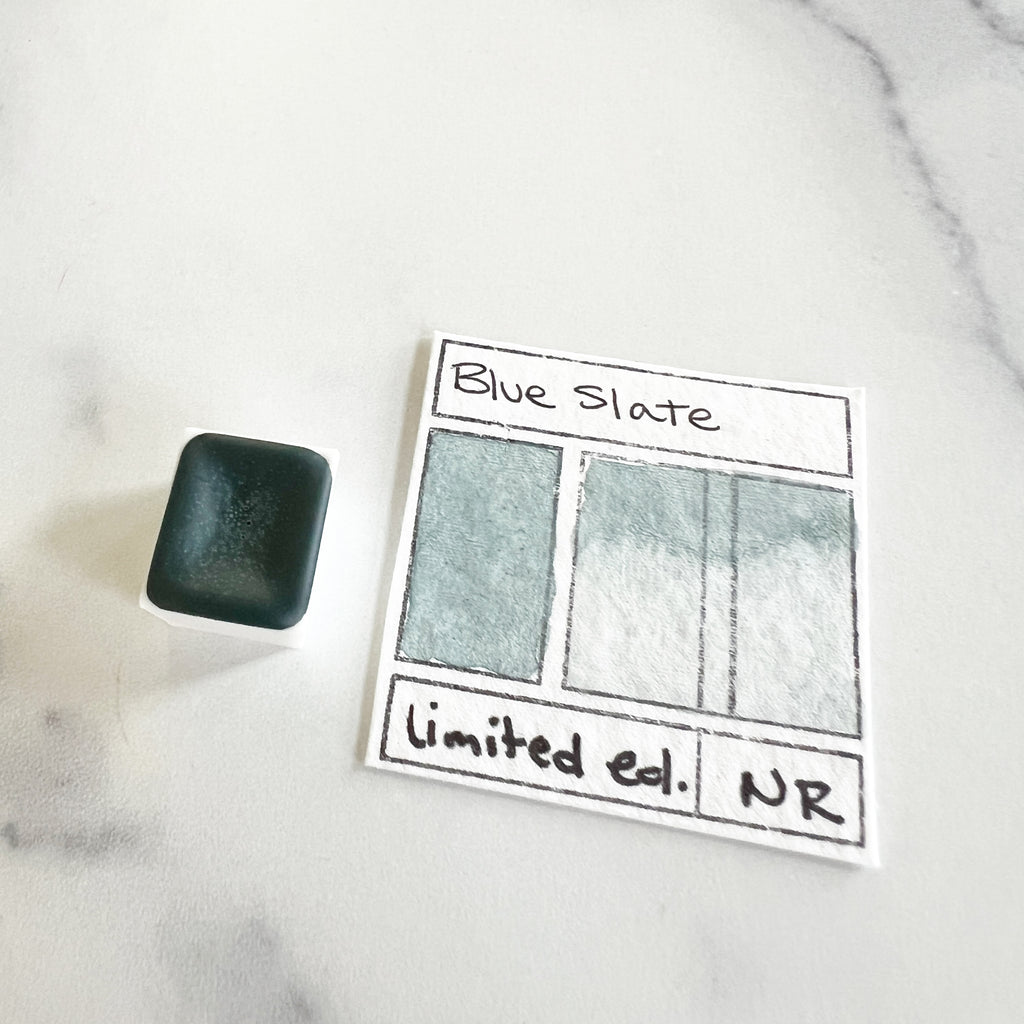 Blue Slate. Half pan, full pan or bottle cap of handmade watercolor paint