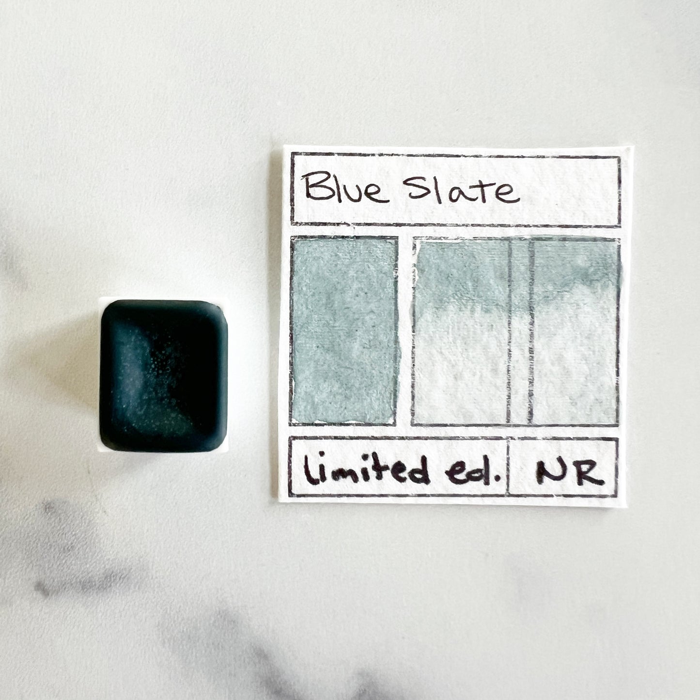 Blue Slate. Half pan, full pan or bottle cap of handmade watercolor paint