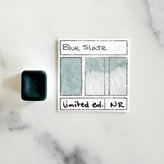 Blue Slate. Half pan, full pan or bottle cap of handmade watercolor paint