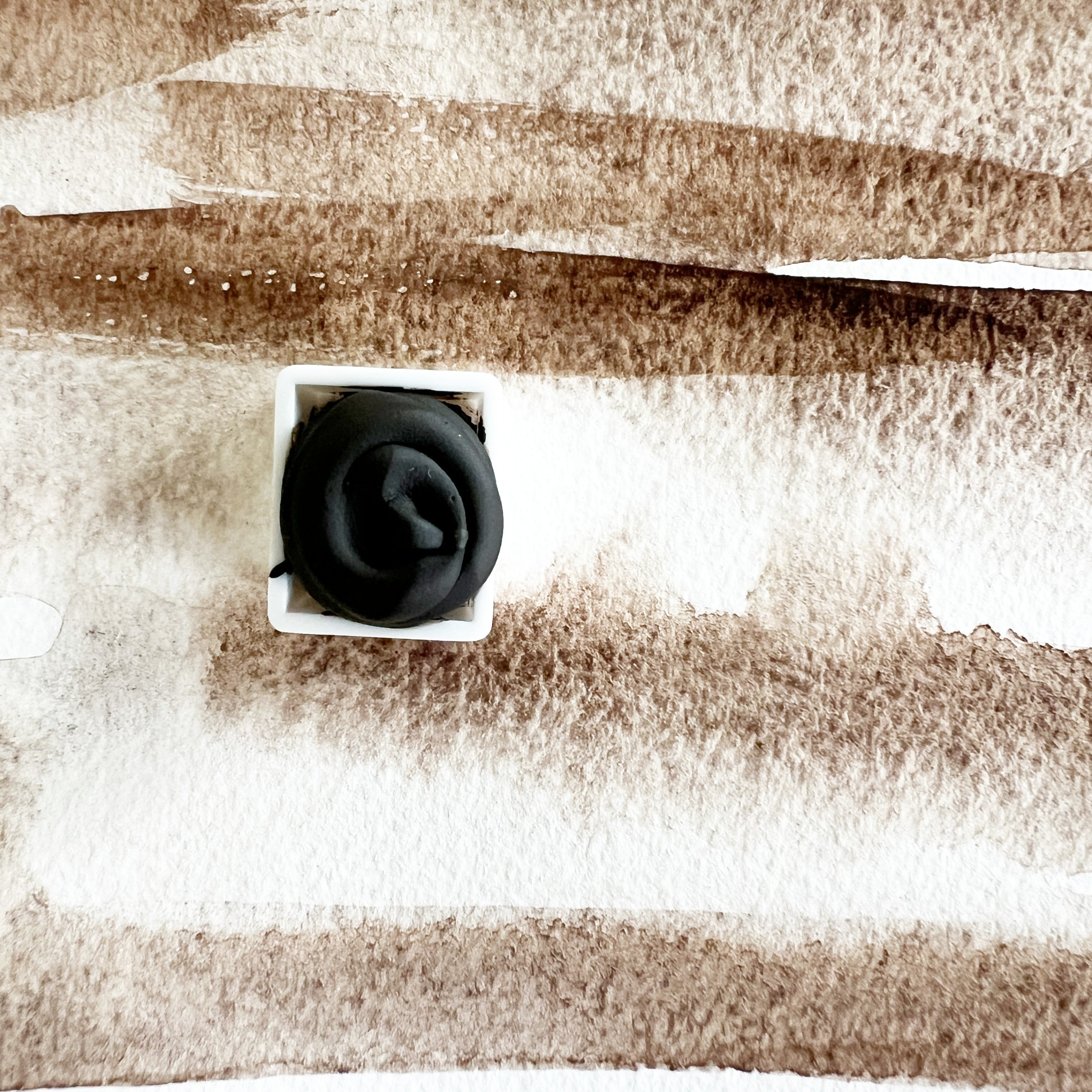 Cyprus Umber. Half pan, full pan or bottle cap of handmade watercolor paint