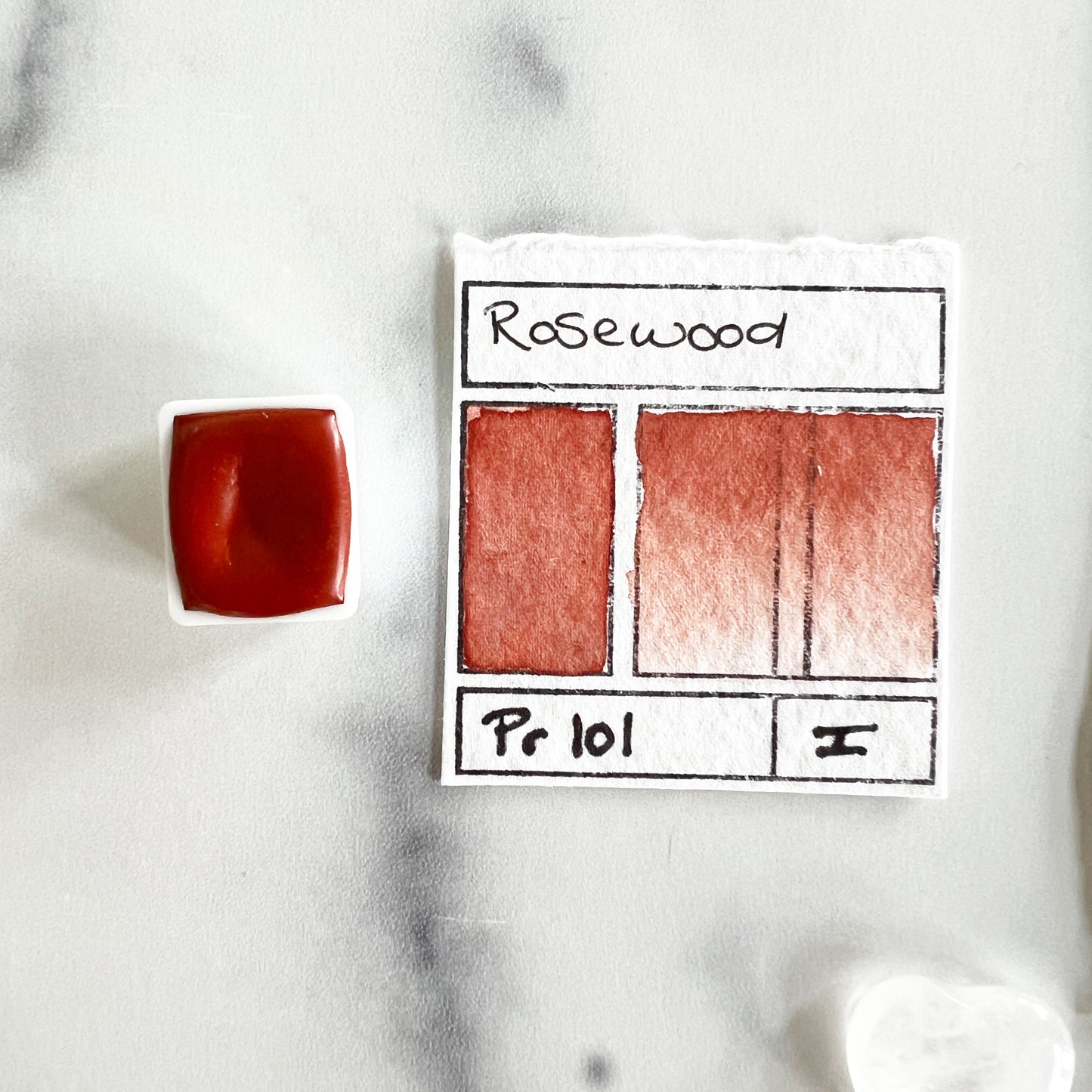 Rosewood, individual pan of handmade watercolor paint