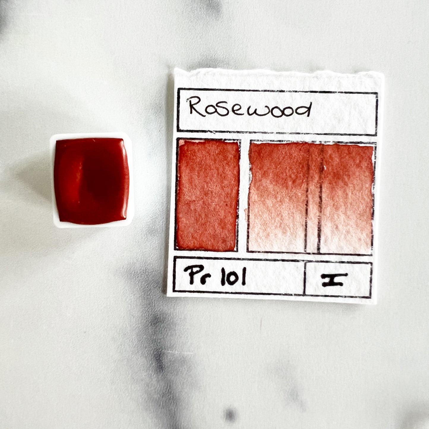 Rosewood, individual pan of handmade watercolor paint