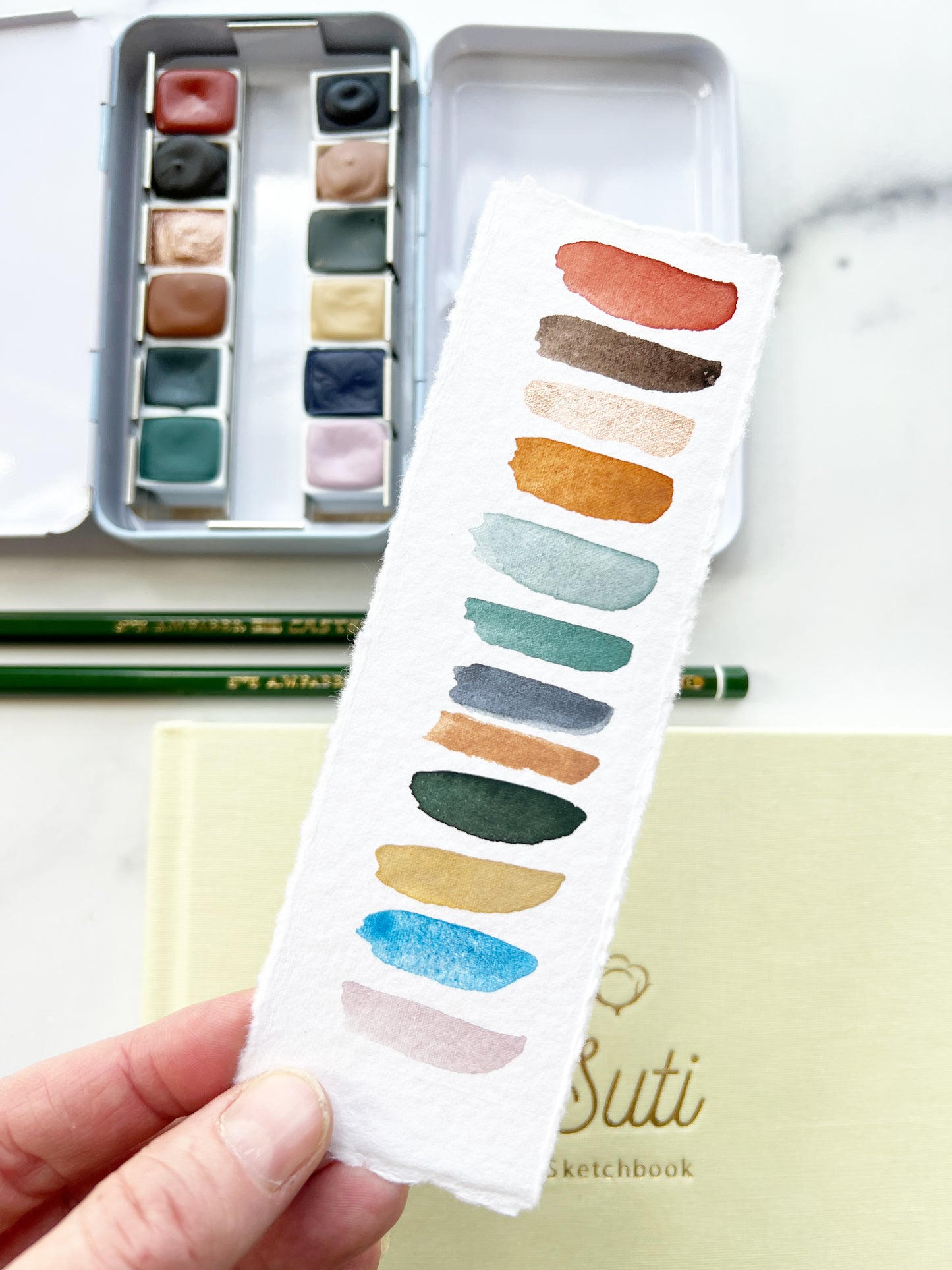 Glacial Grove Paintbox Set, a handmade watercolor set in a metal paintbox