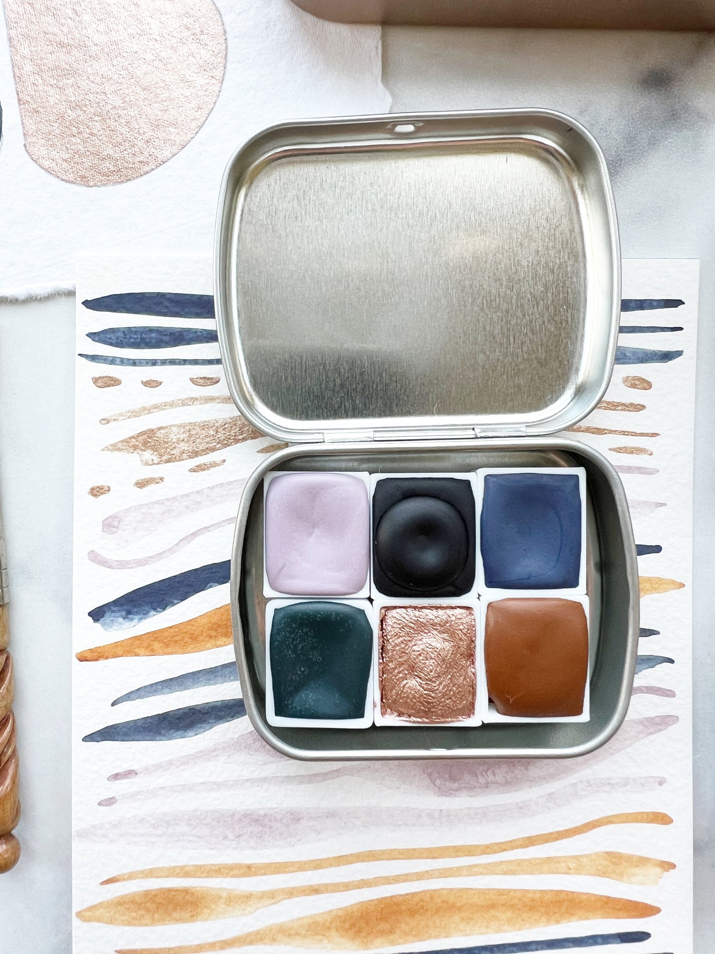 Icy Horizons Palette, a collection of handmade watercolors in dreamy winter hues