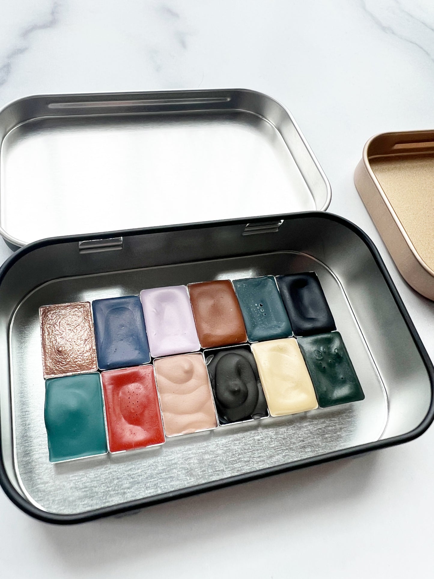 Midwinter Mini Palette, a mini pan set of handmade watercolors