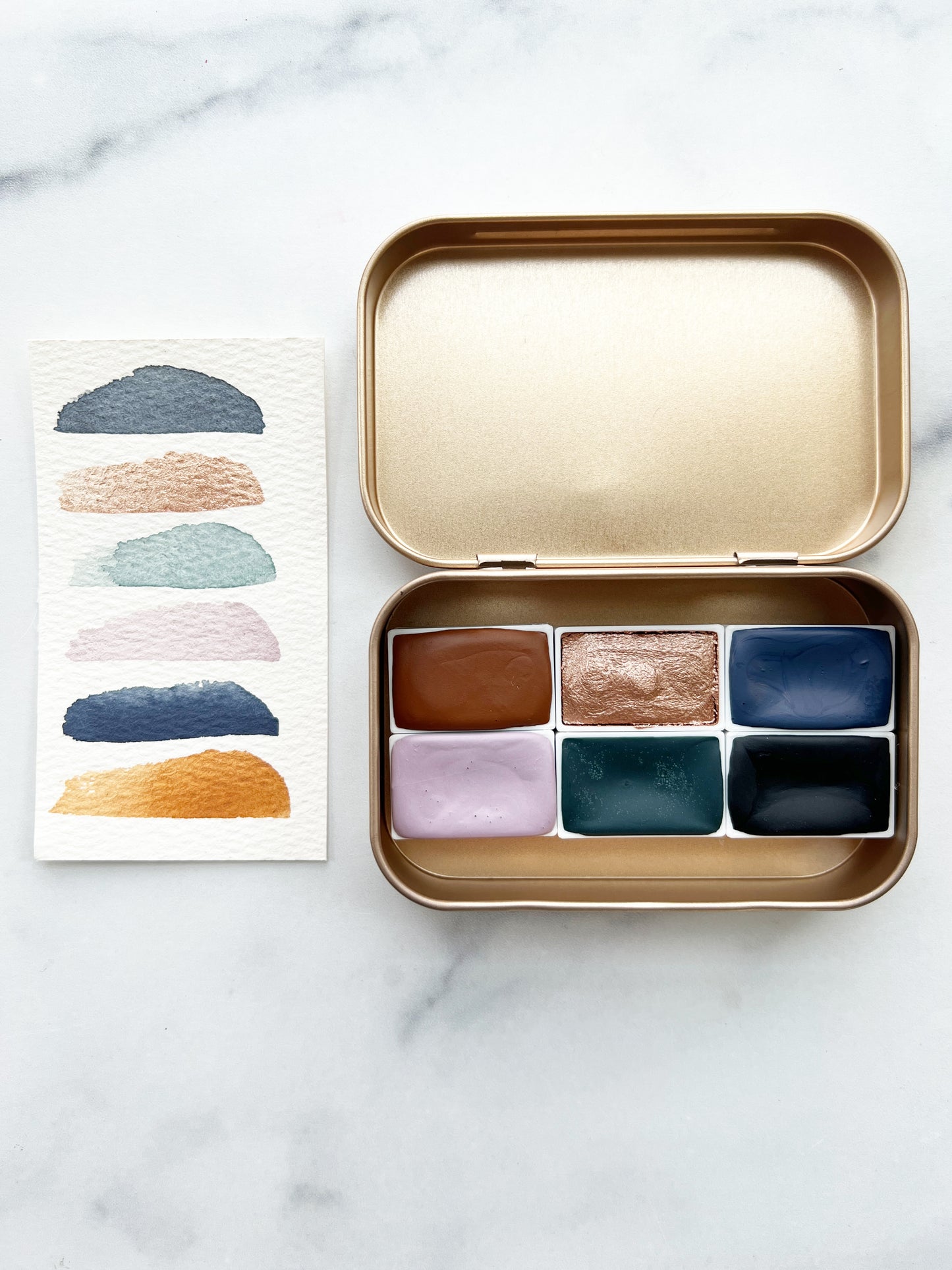 Icy Horizons Palette, a collection of handmade watercolors in dreamy winter hues