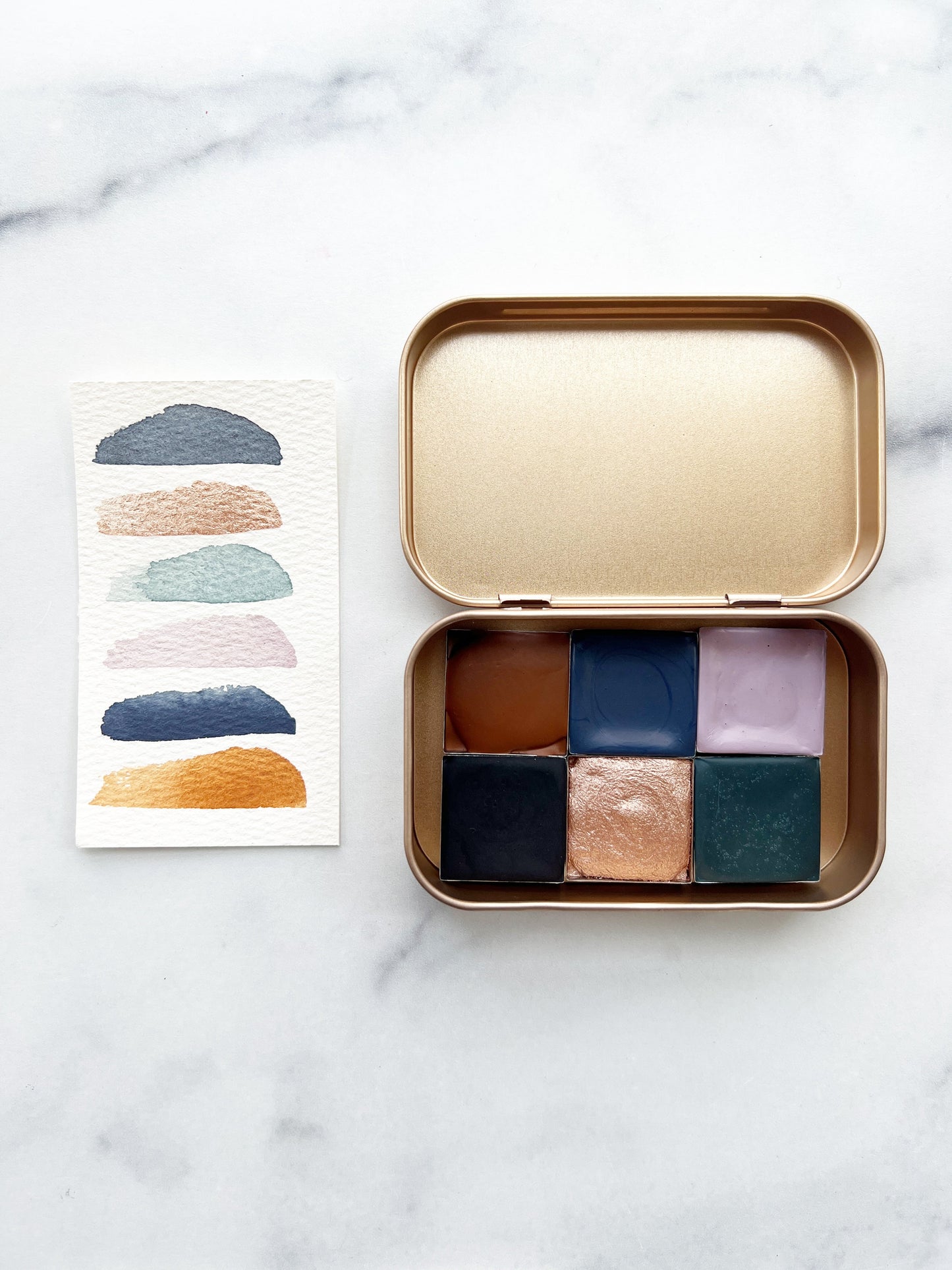 Icy Horizons Palette, a collection of handmade watercolors in dreamy winter hues