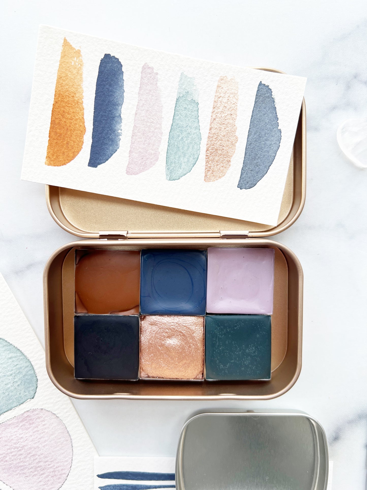 Icy Horizons Palette, a collection of handmade watercolors in dreamy winter hues