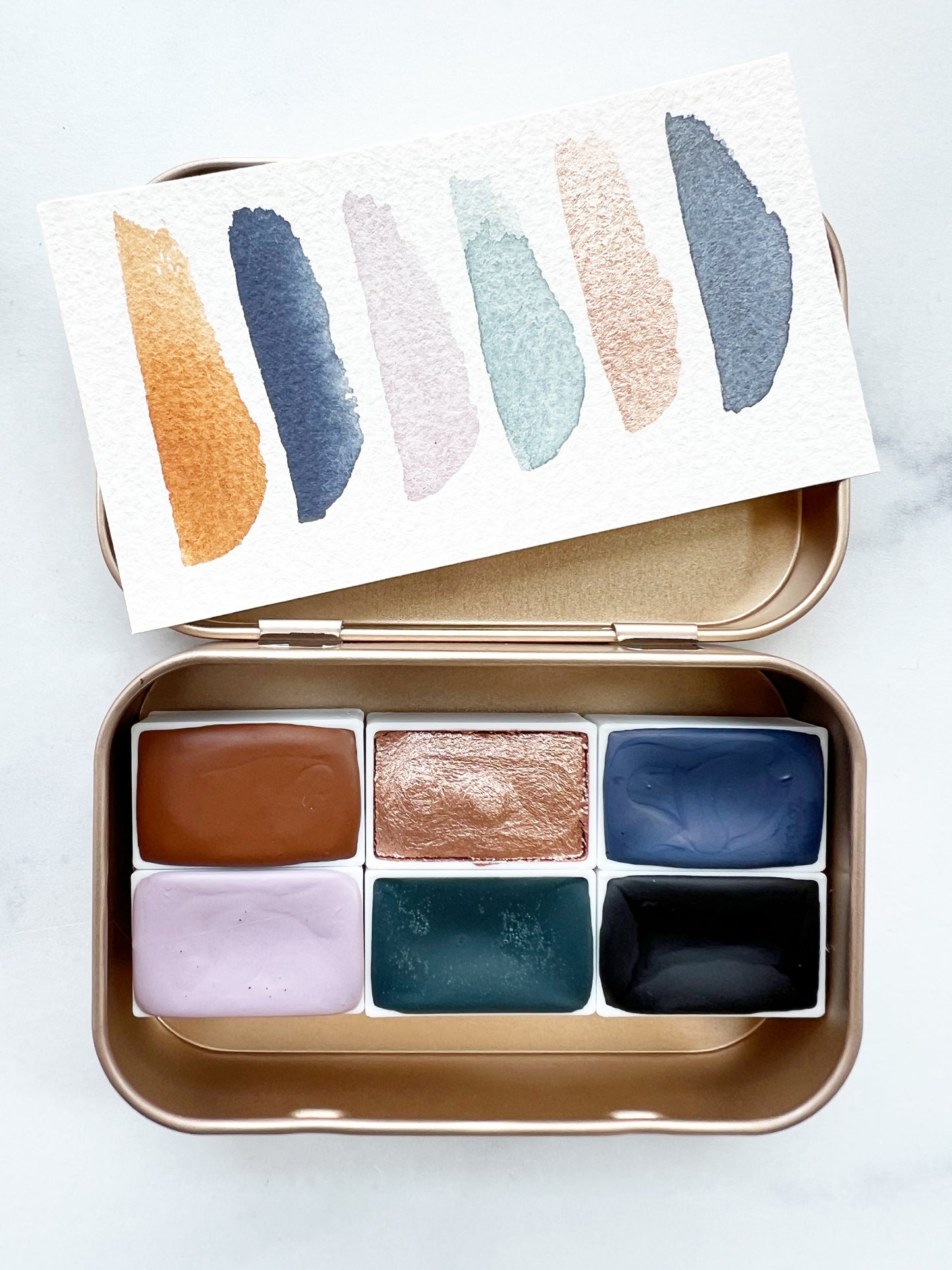 Icy Horizons Palette, a collection of handmade watercolors in dreamy winter hues