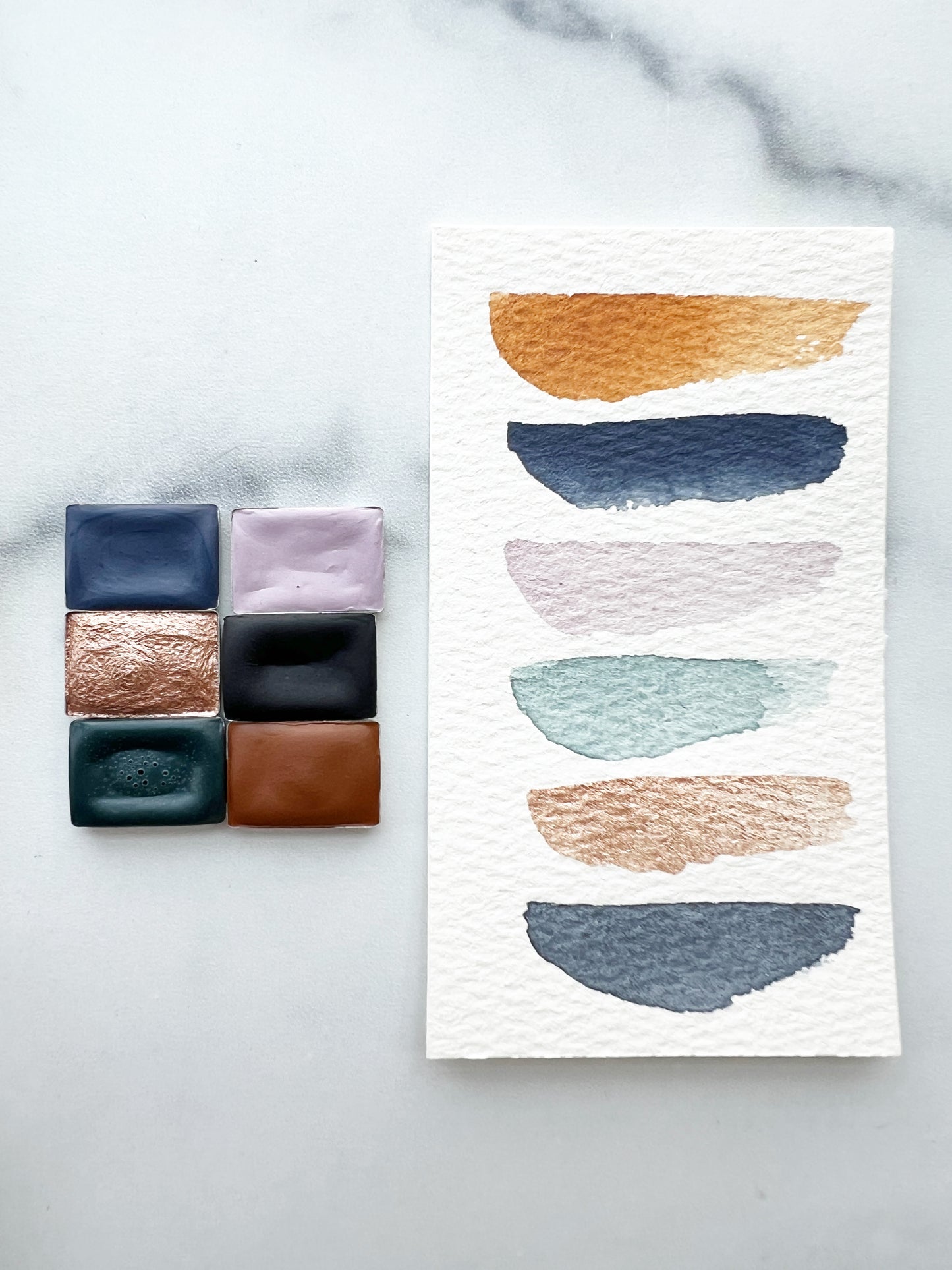 Icy Horizons Palette, a collection of handmade watercolors in dreamy winter hues