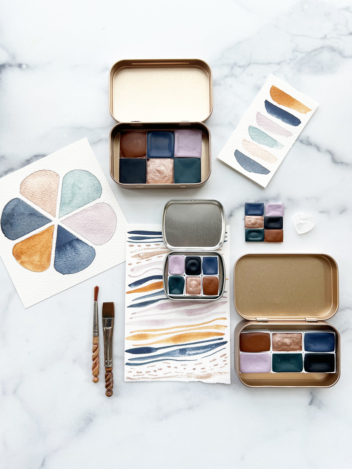 Icy Horizons Palette, a collection of handmade watercolors in dreamy winter hues