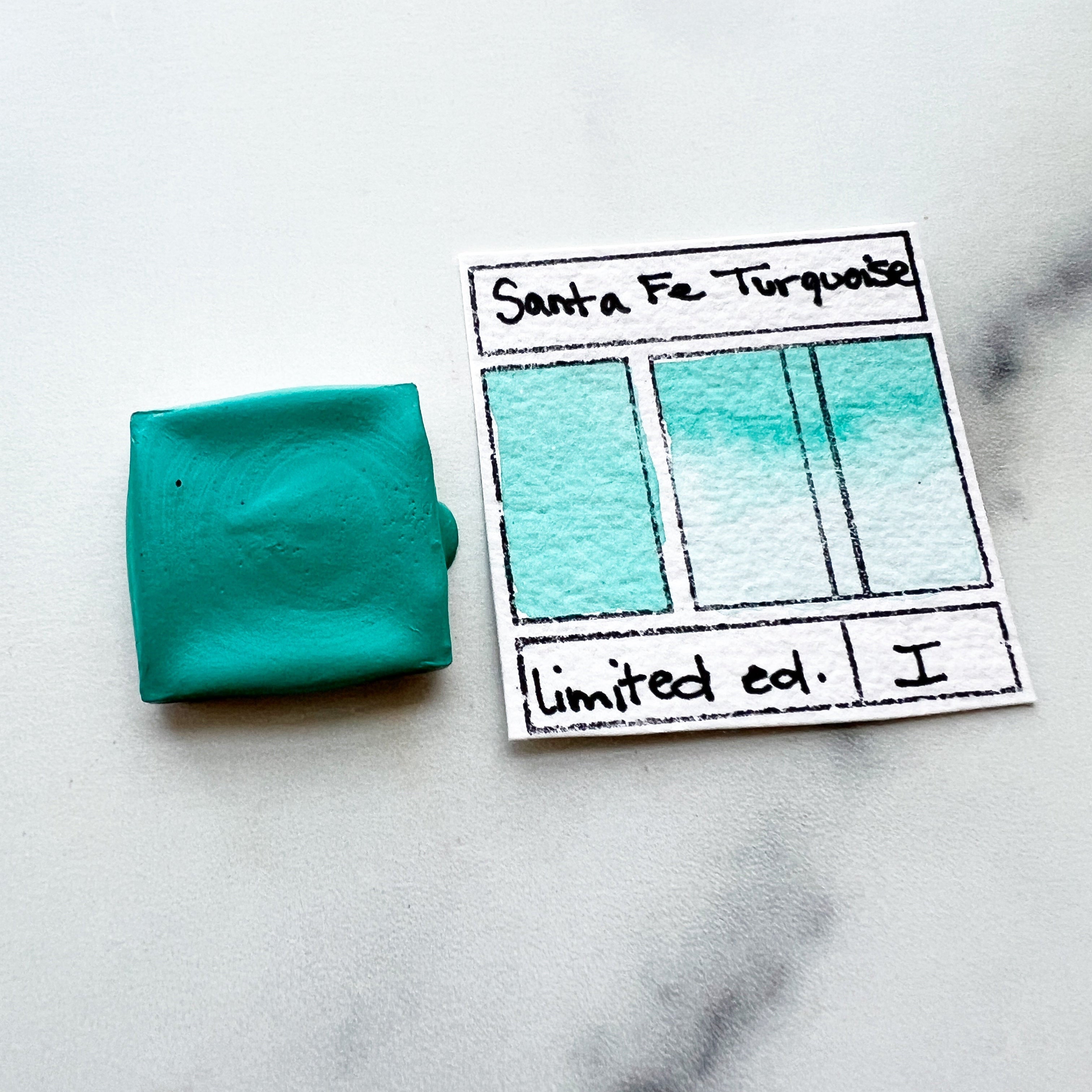 Santa Fe Turquoise. Half pan, full pan or bottle cap of handmade watercolor paint