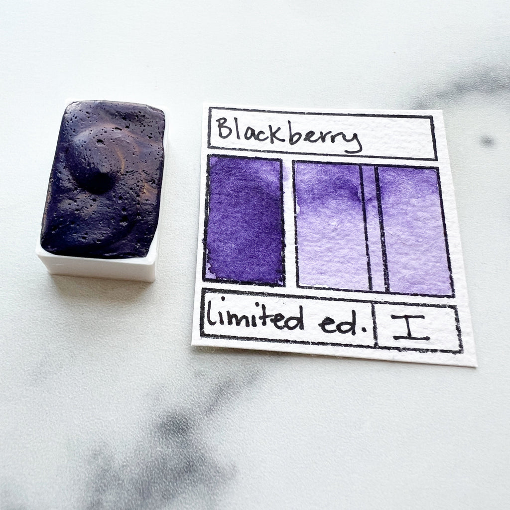Blackberry. Half pan, full pan or bottle cap of handmade watercolor paint