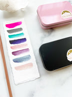 The Lucy Stone Set, a half pan set of handmade watercolors