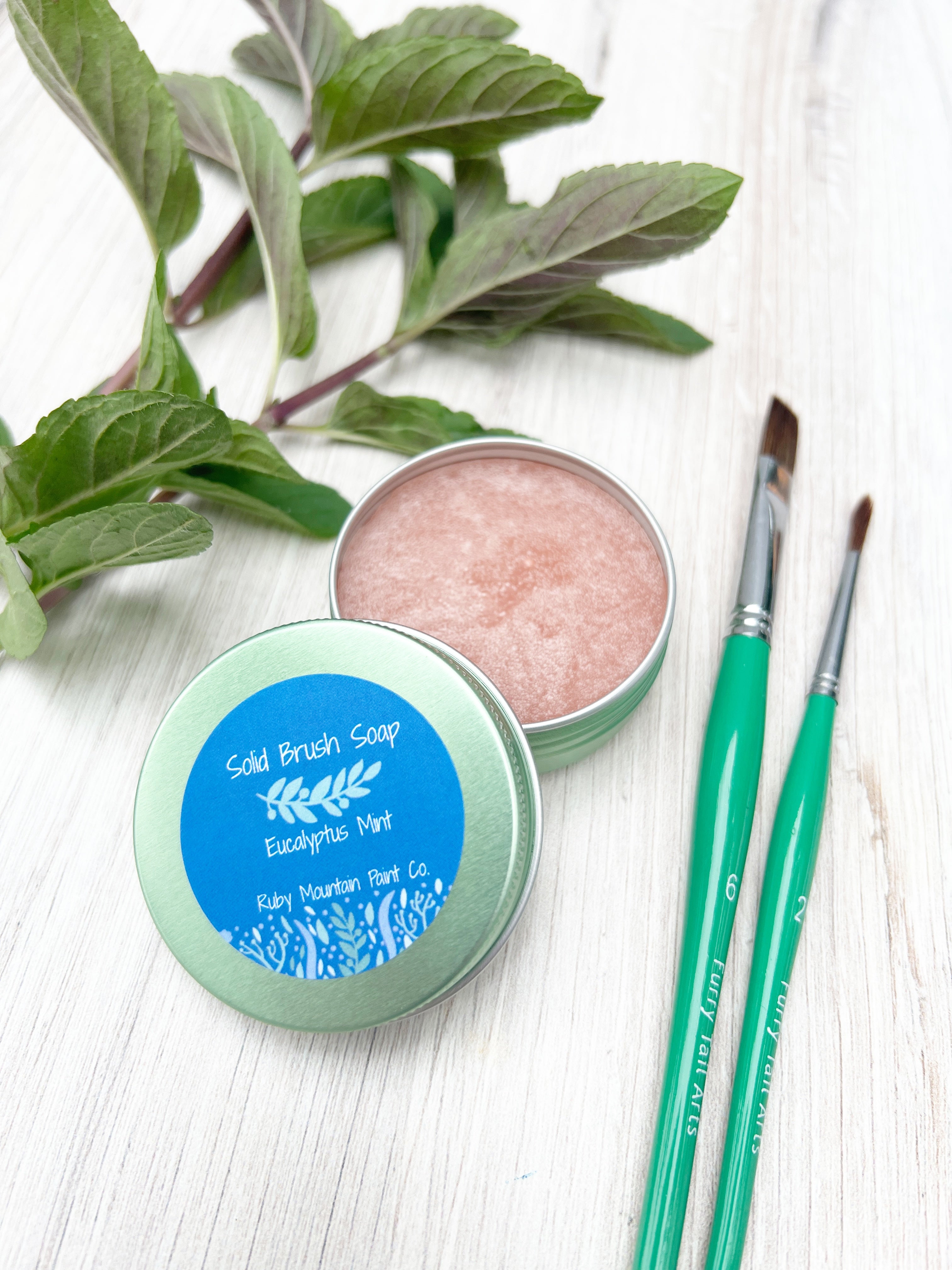 Solid Brush Soap for Paint Brushes - Eucalyptus & Mint