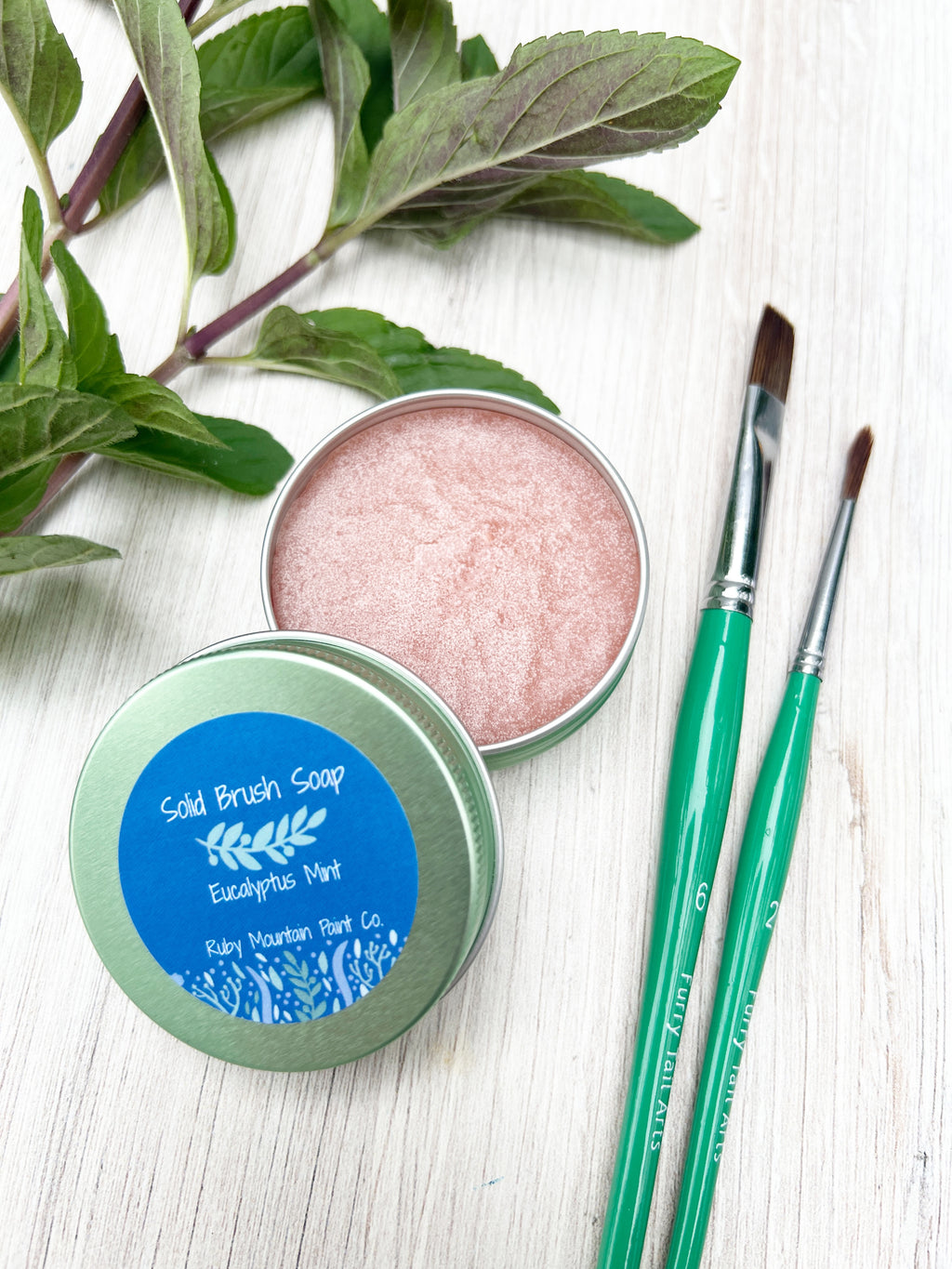 Solid Brush Soap for Paint Brushes - Eucalyptus & Mint