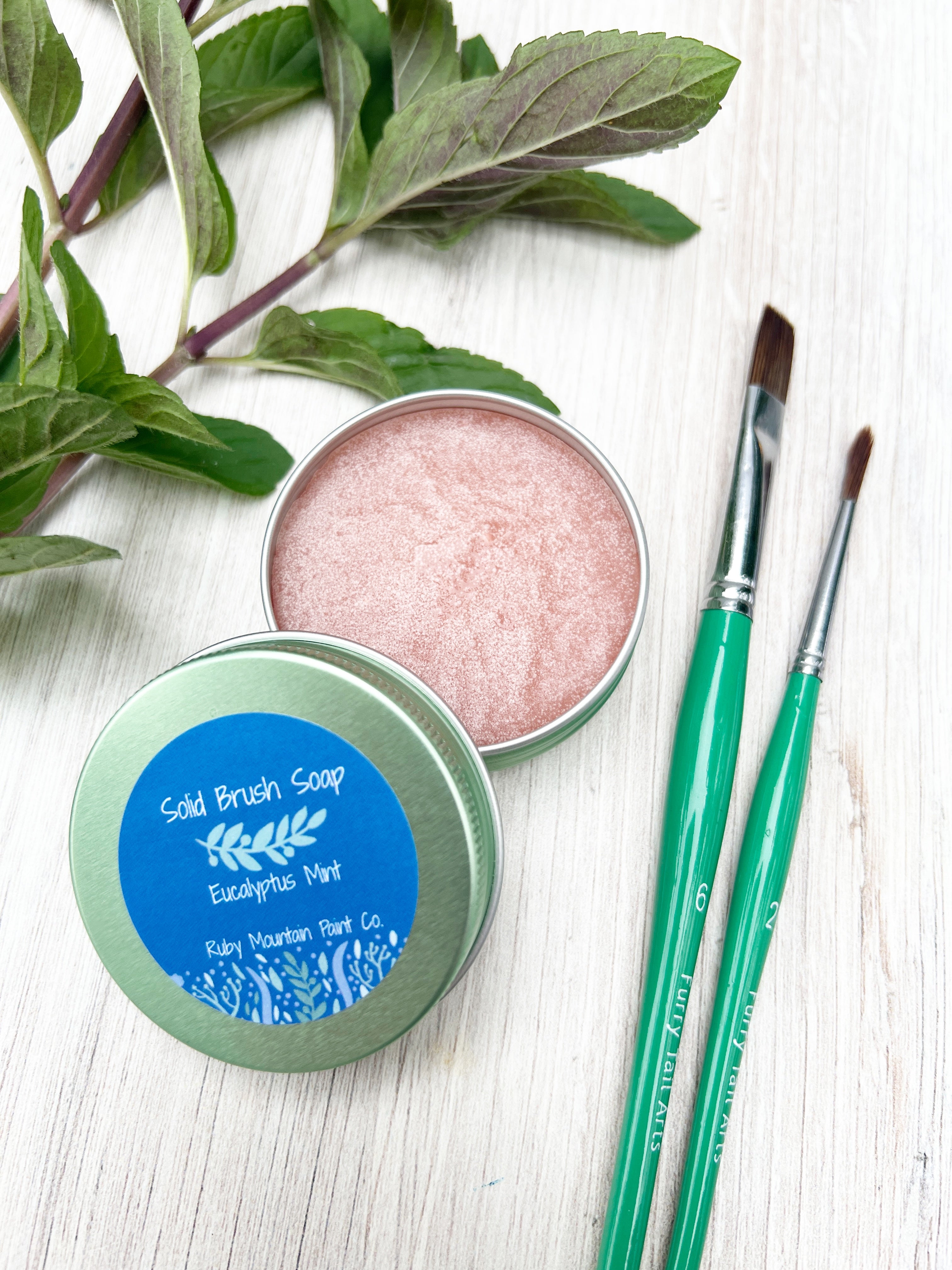 Solid Brush Soap for Paint Brushes - Eucalyptus & Mint
