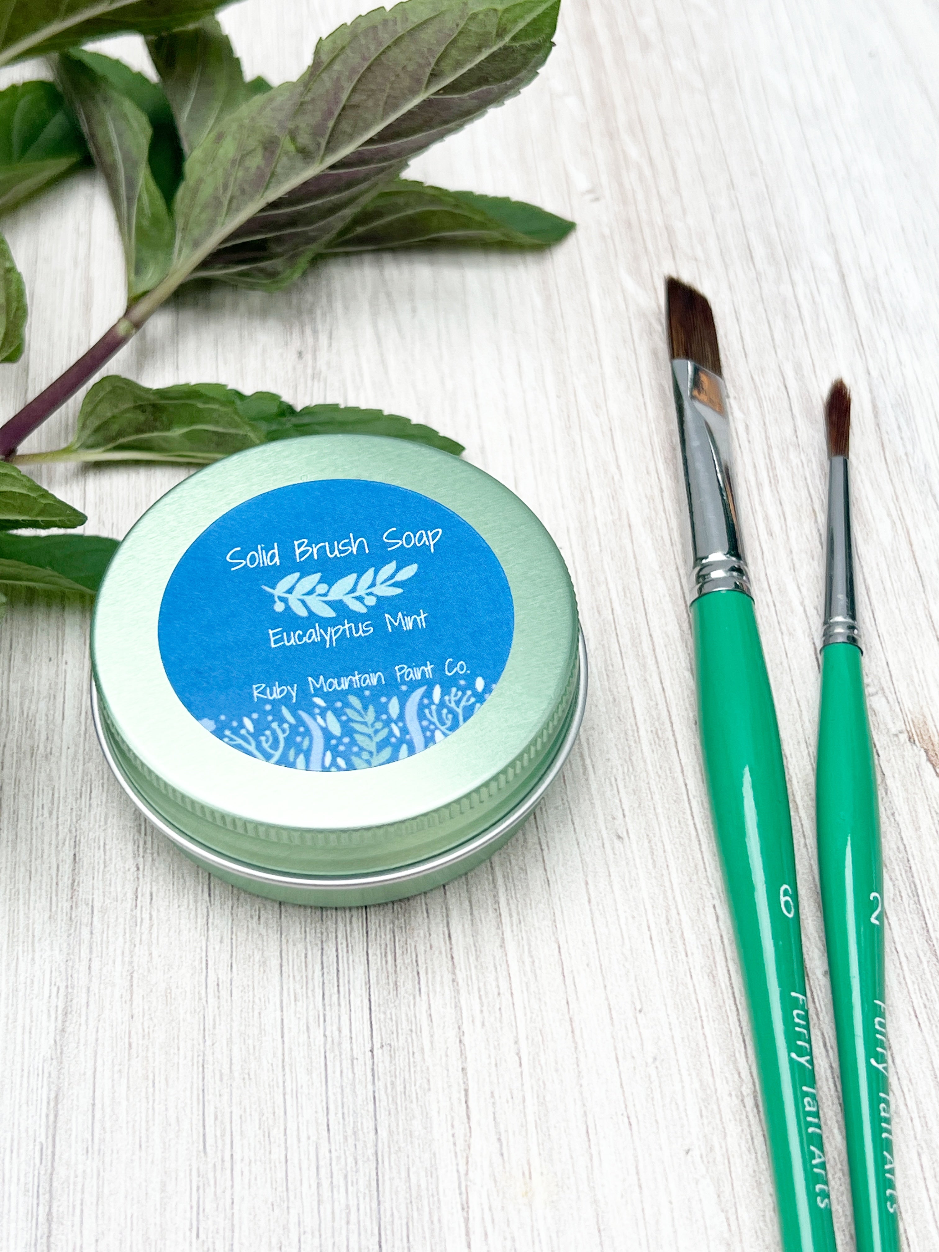 Solid Brush Soap for Paint Brushes - Eucalyptus & Mint
