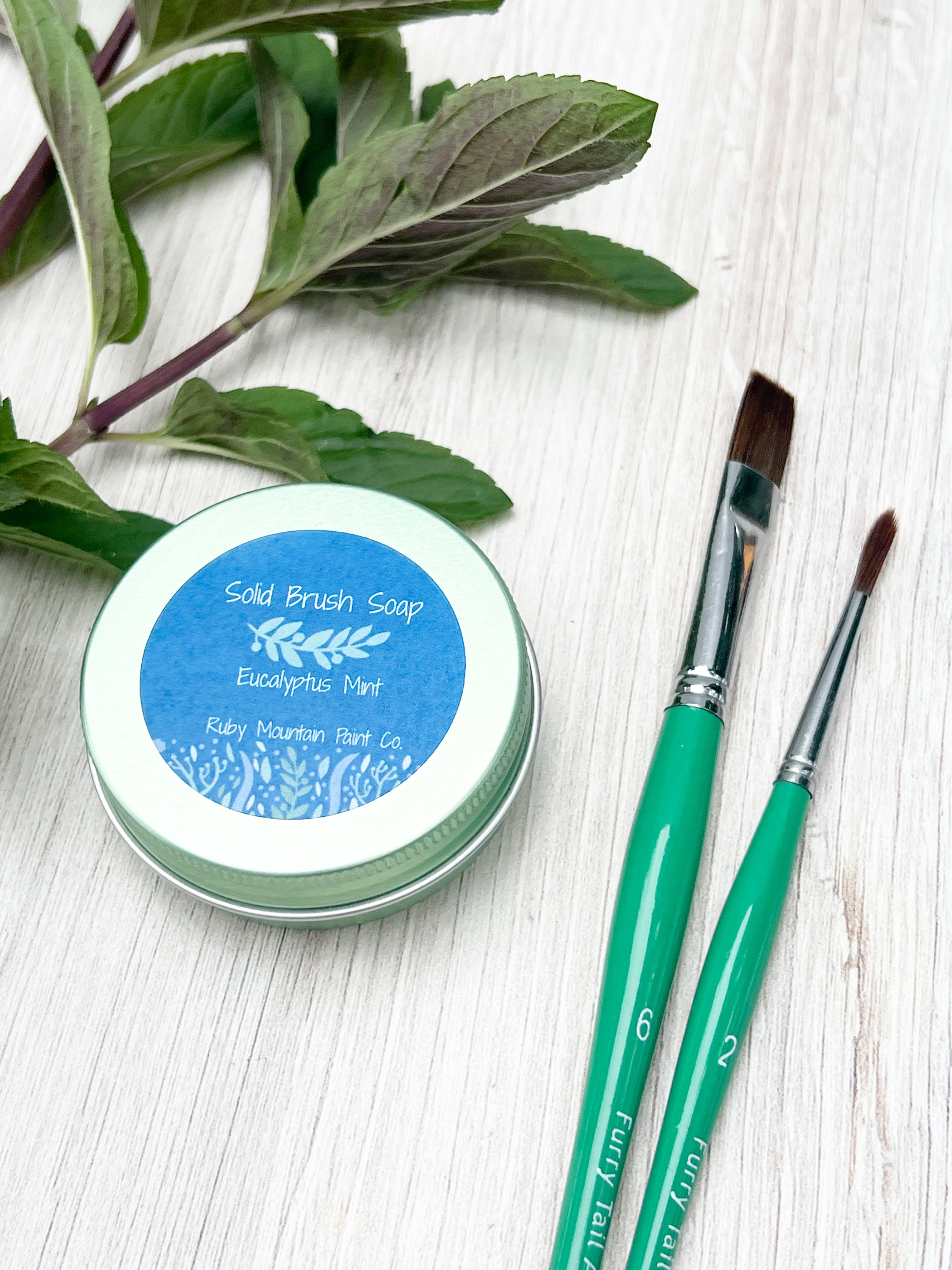 Solid Brush Soap for Paint Brushes - Eucalyptus & Mint