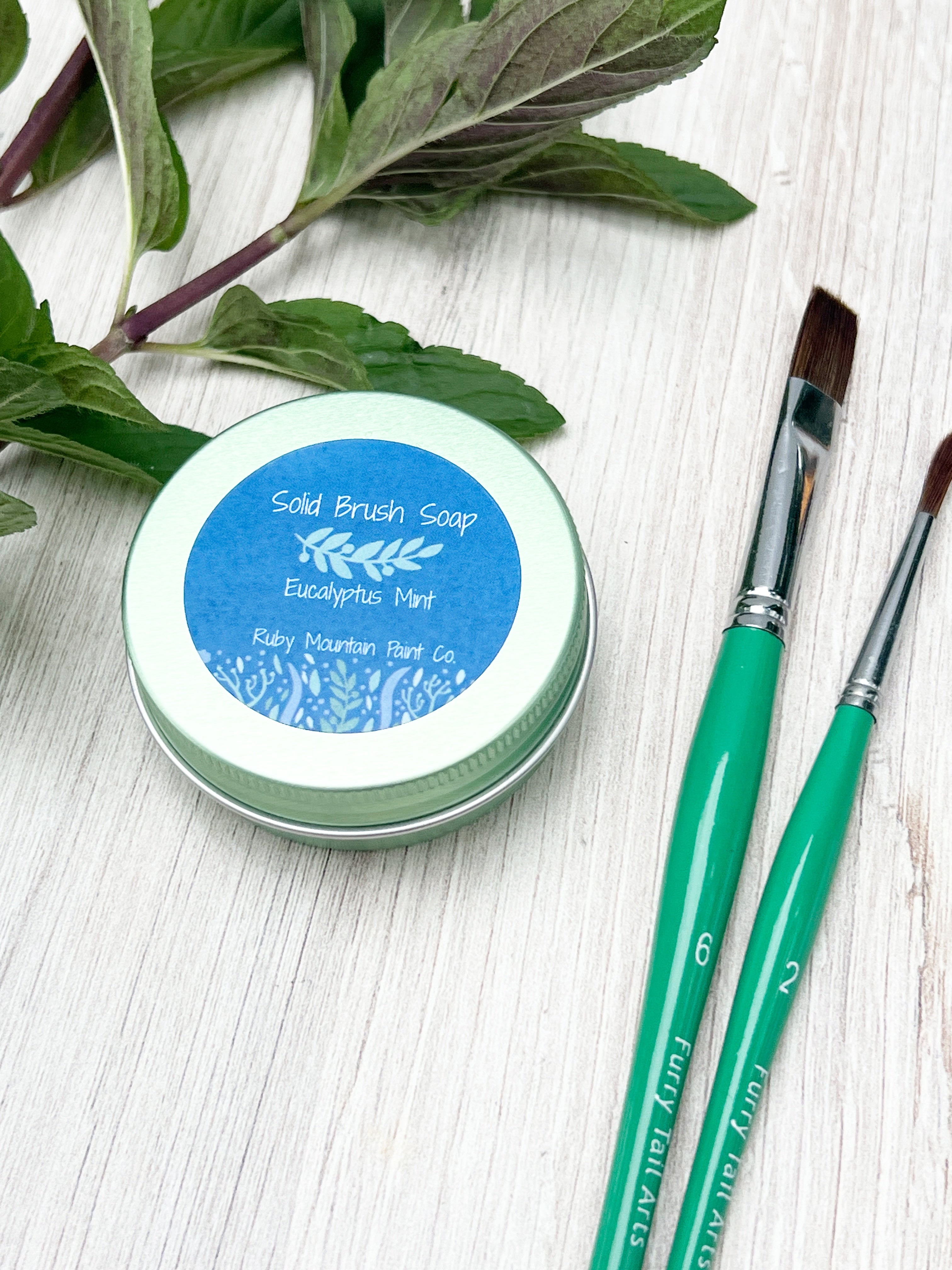 Solid Brush Soap for Paint Brushes - Eucalyptus & Mint