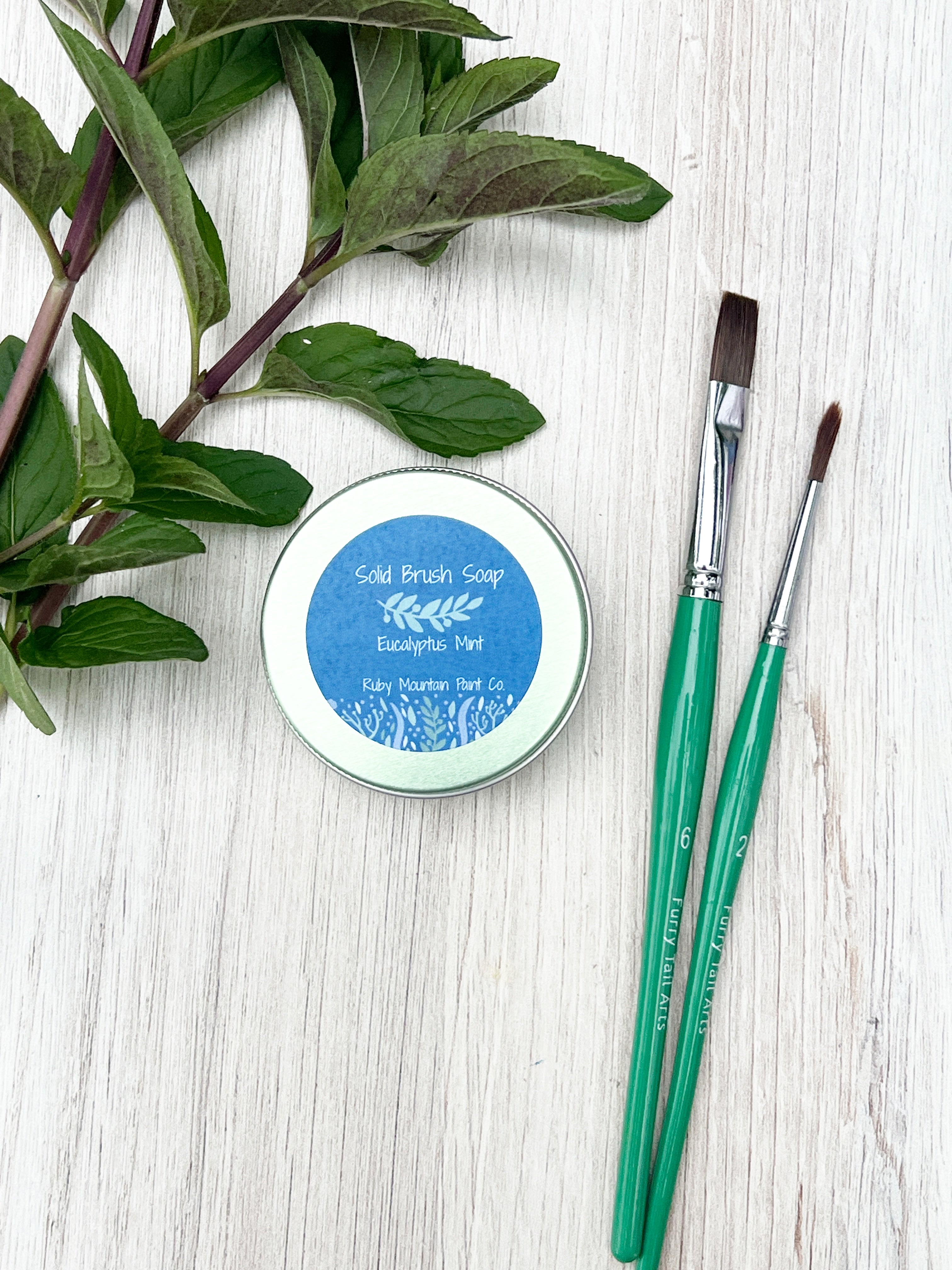 Solid Brush Soap for Paint Brushes - Eucalyptus & Mint