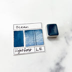 Ocean. Individual pan of handmade watercolor paint