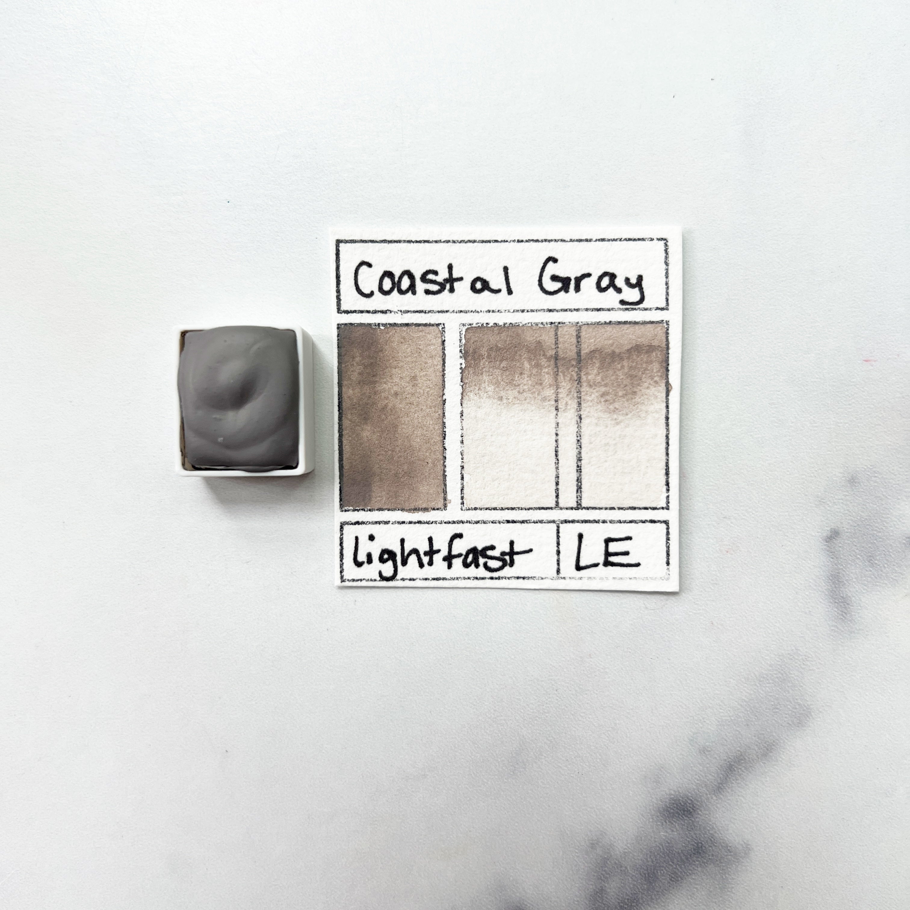 Coastal Gray. Individual pan of handmade watercolor paint