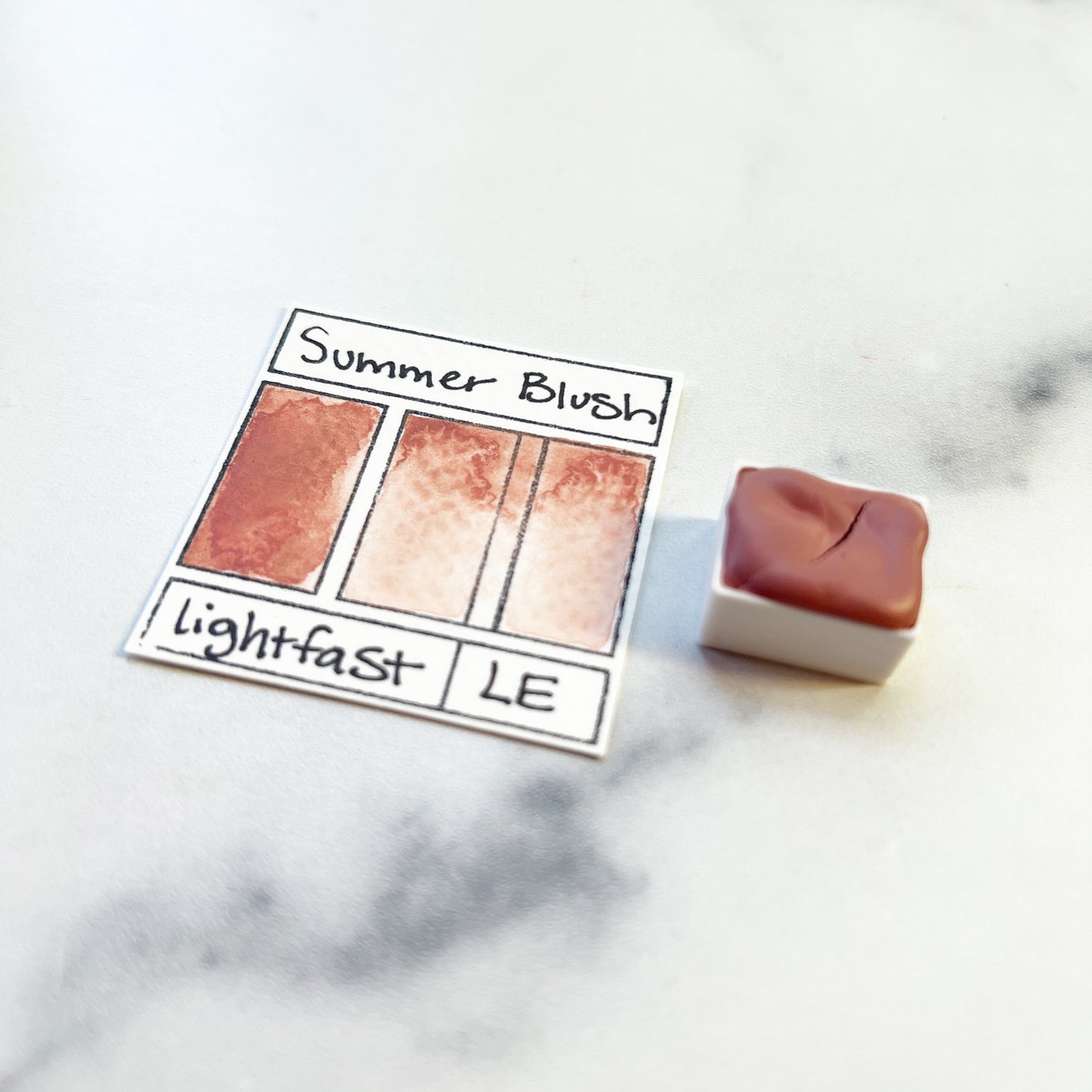 Summer Blush. Individual pan of handmade watercolor paint