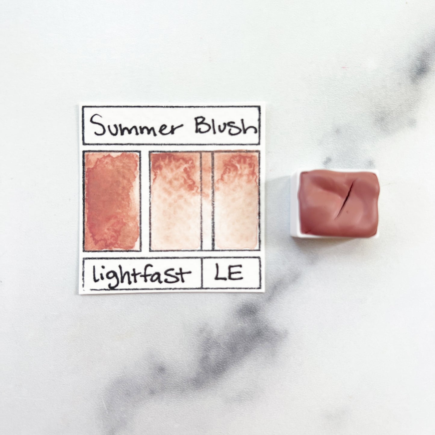 Summer Blush. Individual pan of handmade watercolor paint