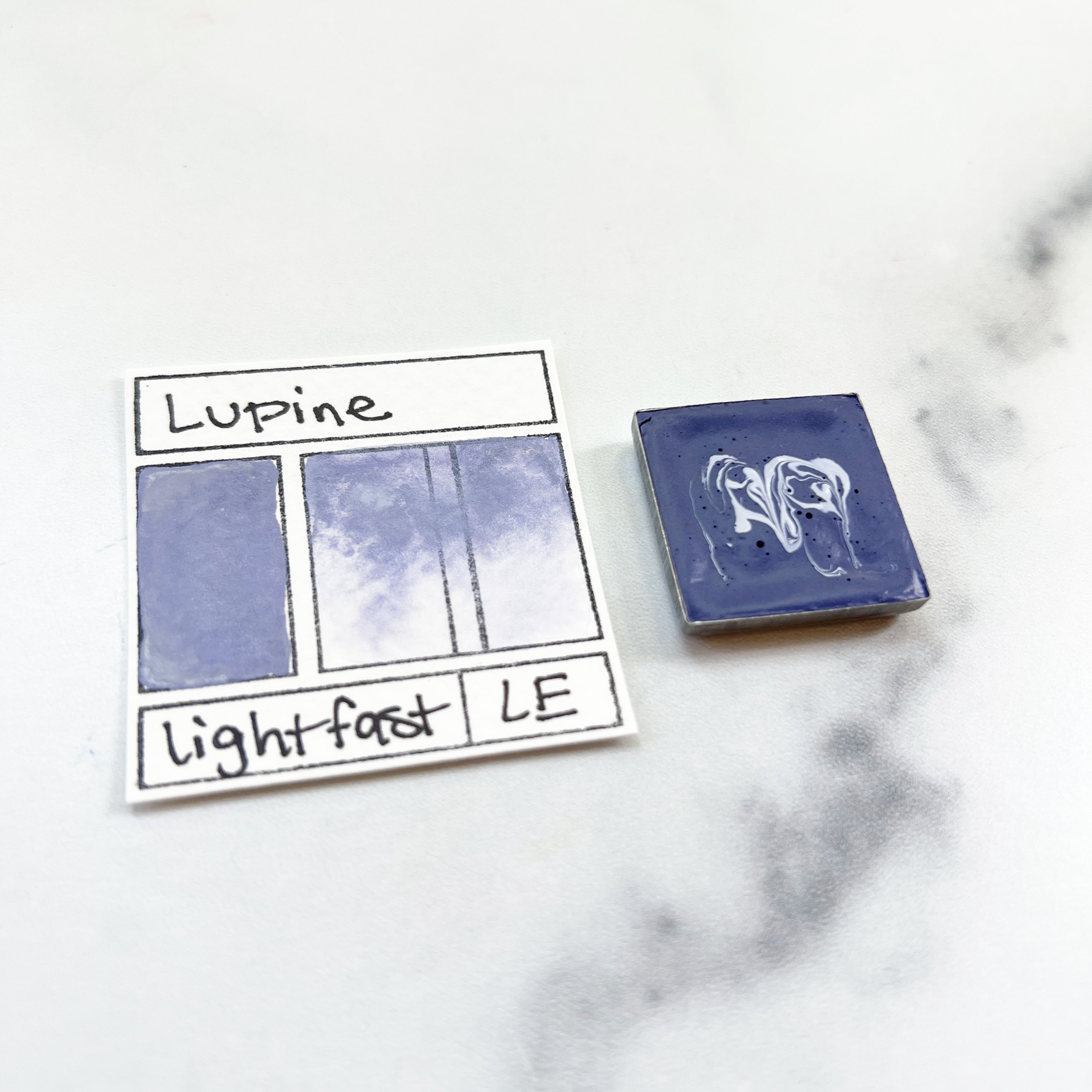 Lupine. Individual pan of handmade watercolor paint