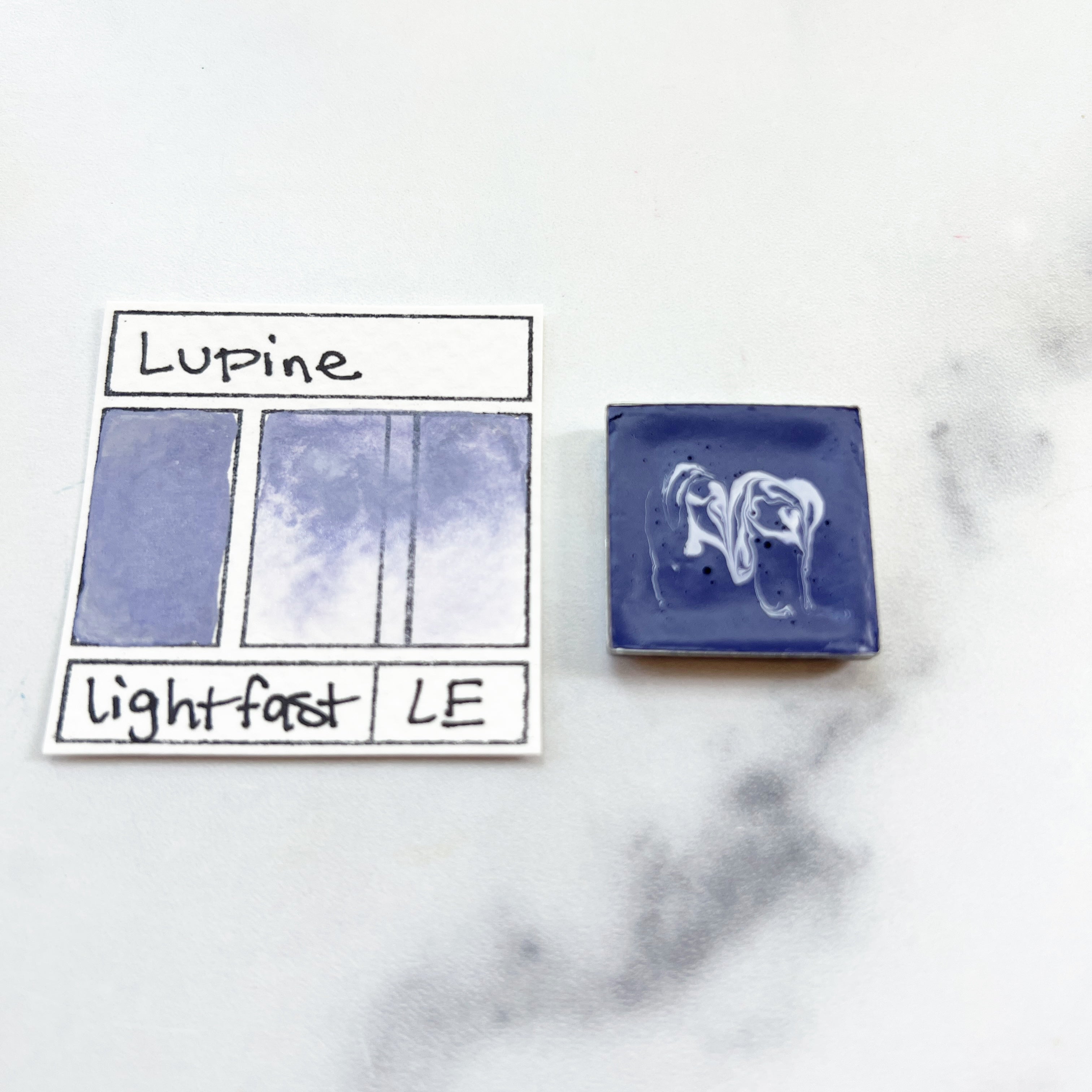 Lupine. Individual pan of handmade watercolor paint