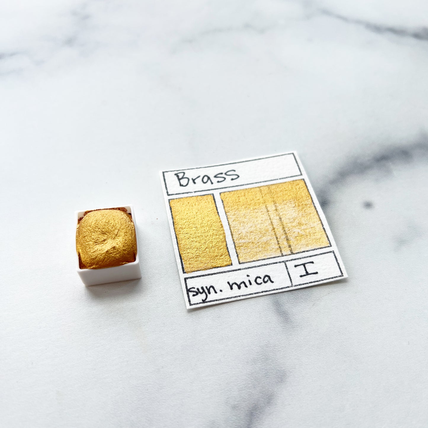 Brass. Half pan, full pan or bottle cap of handmade watercolor paint