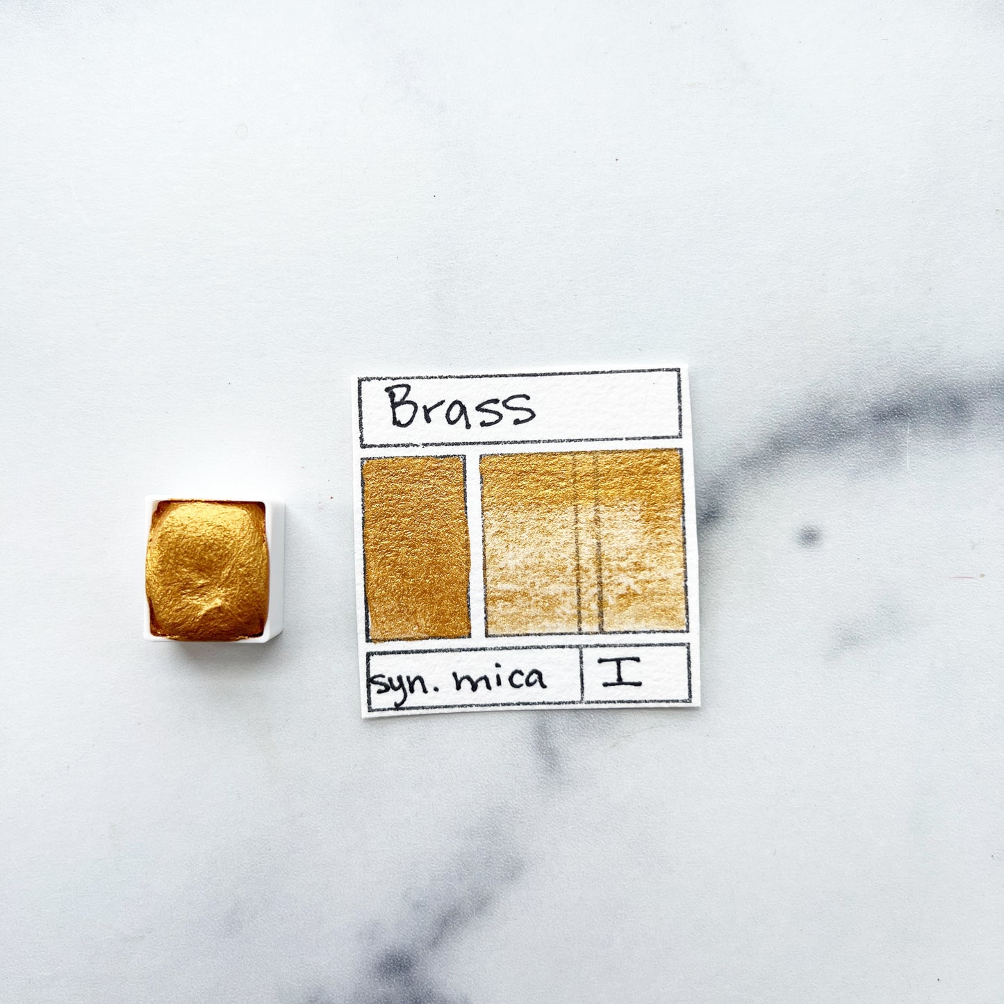 Brass. Half pan, full pan or bottle cap of handmade watercolor paint