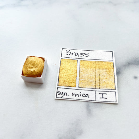 Brass. Half pan, full pan or bottle cap of handmade watercolor paint