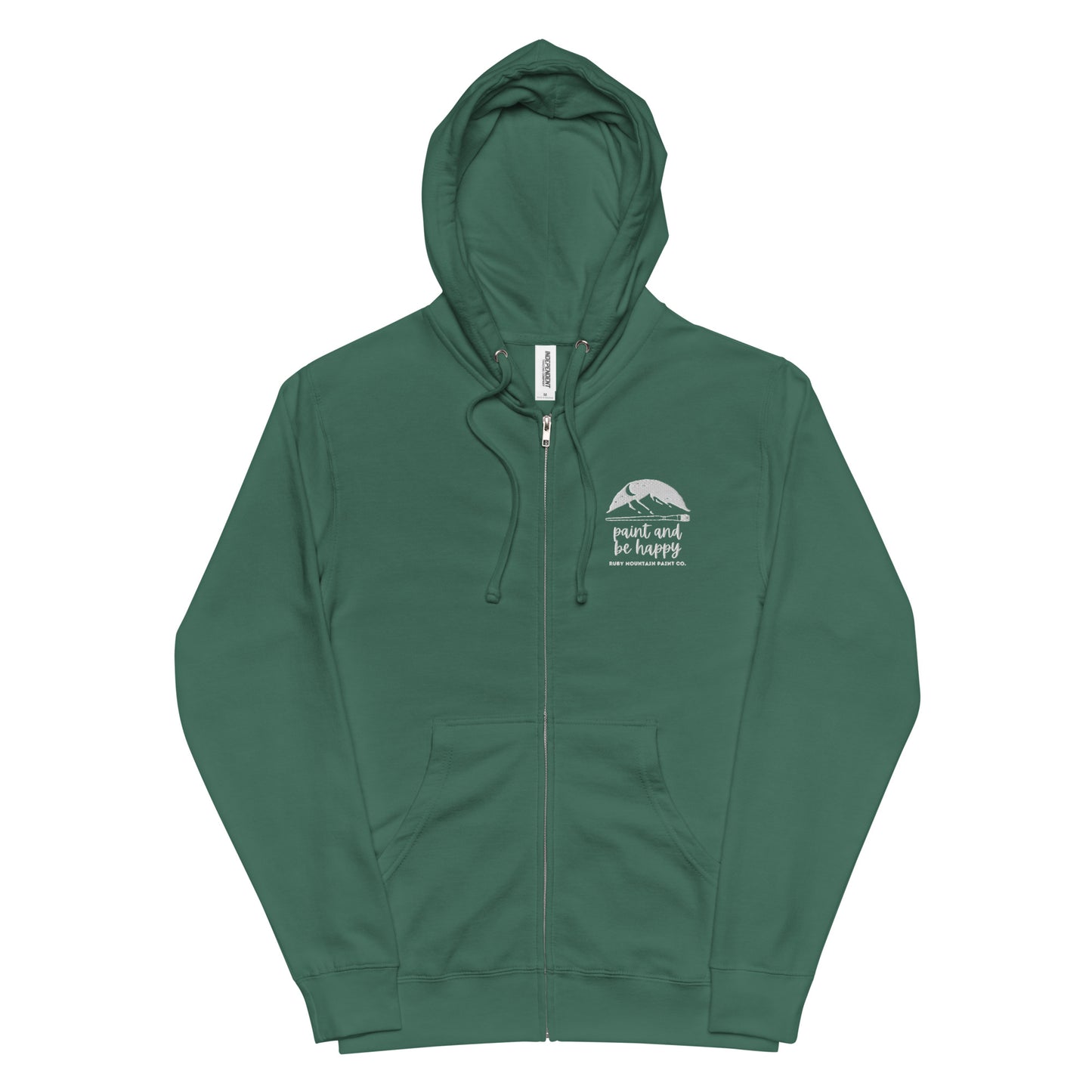 Ruby Mountain Paint and Be Happy Embroidered Zip Hoodie