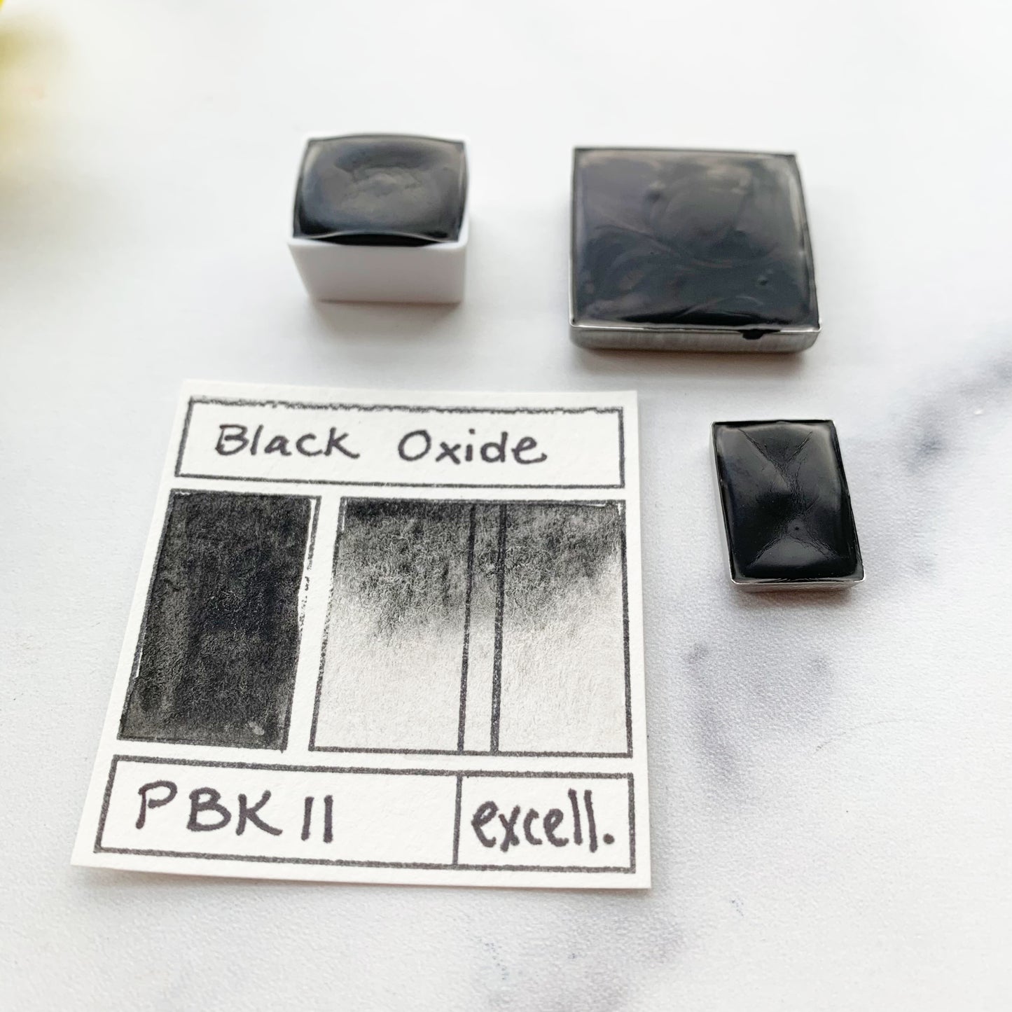 Black Oxide. Half pan, full pan or bottle cap of handmade watercolor paint