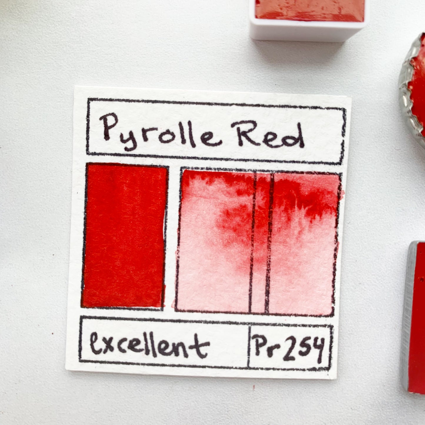 Pyrolle Red. Half pan, full pan or bottle cap of handmade watercolor paint