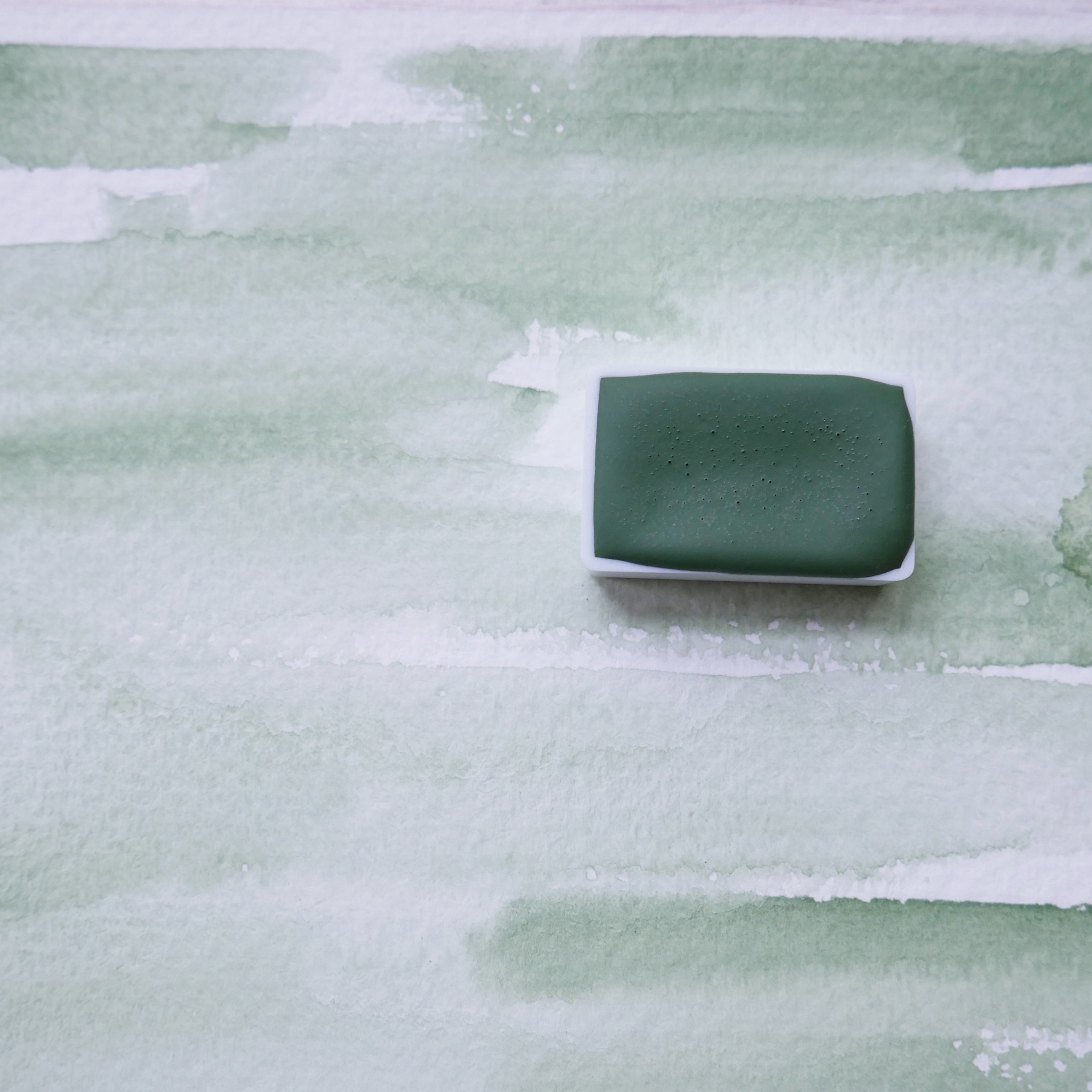 French Pale Green. Half pan, full pan or bottle cap of handmade watercolor paint