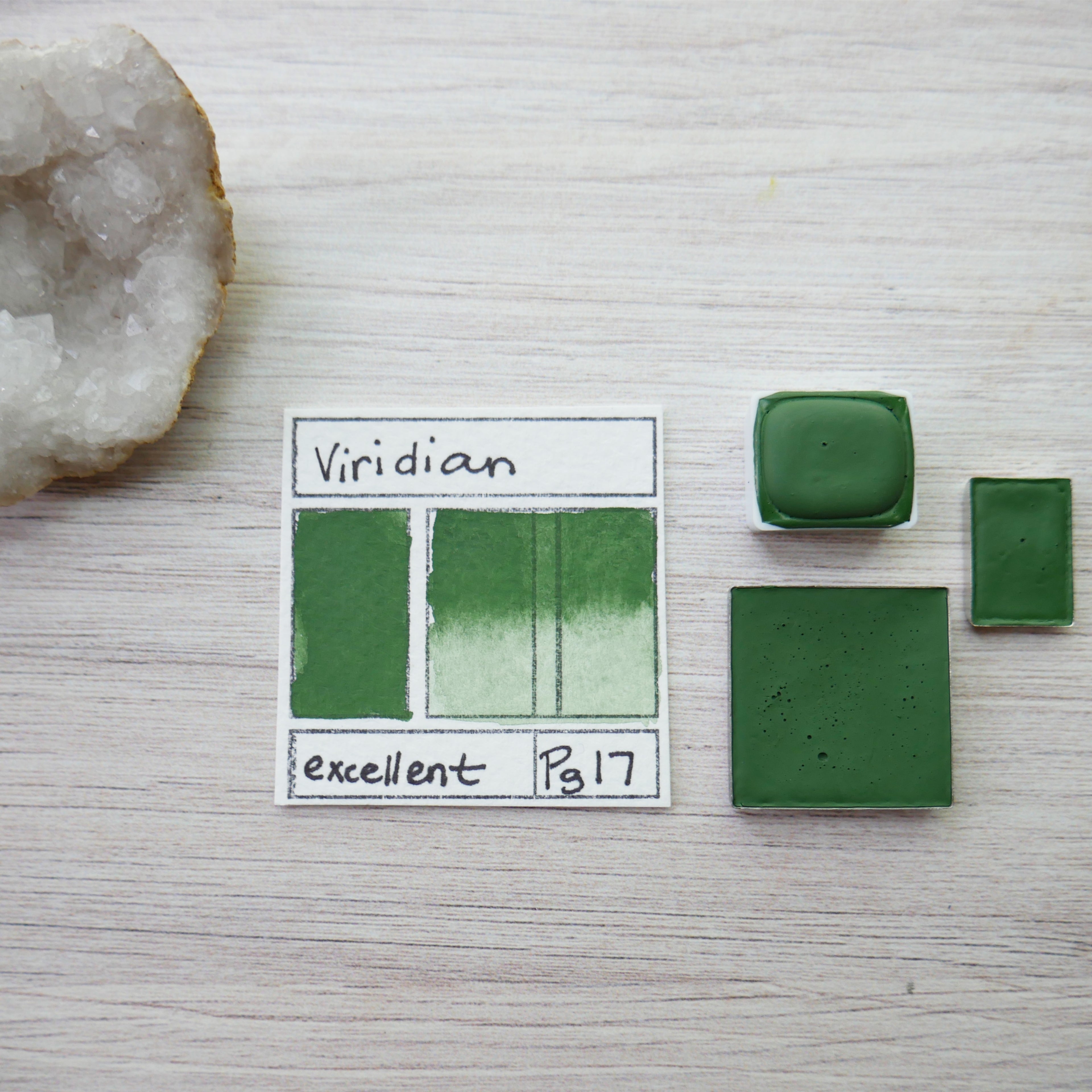 Viridian. Half pan, full pan or bottle cap of handmade watercolor paint