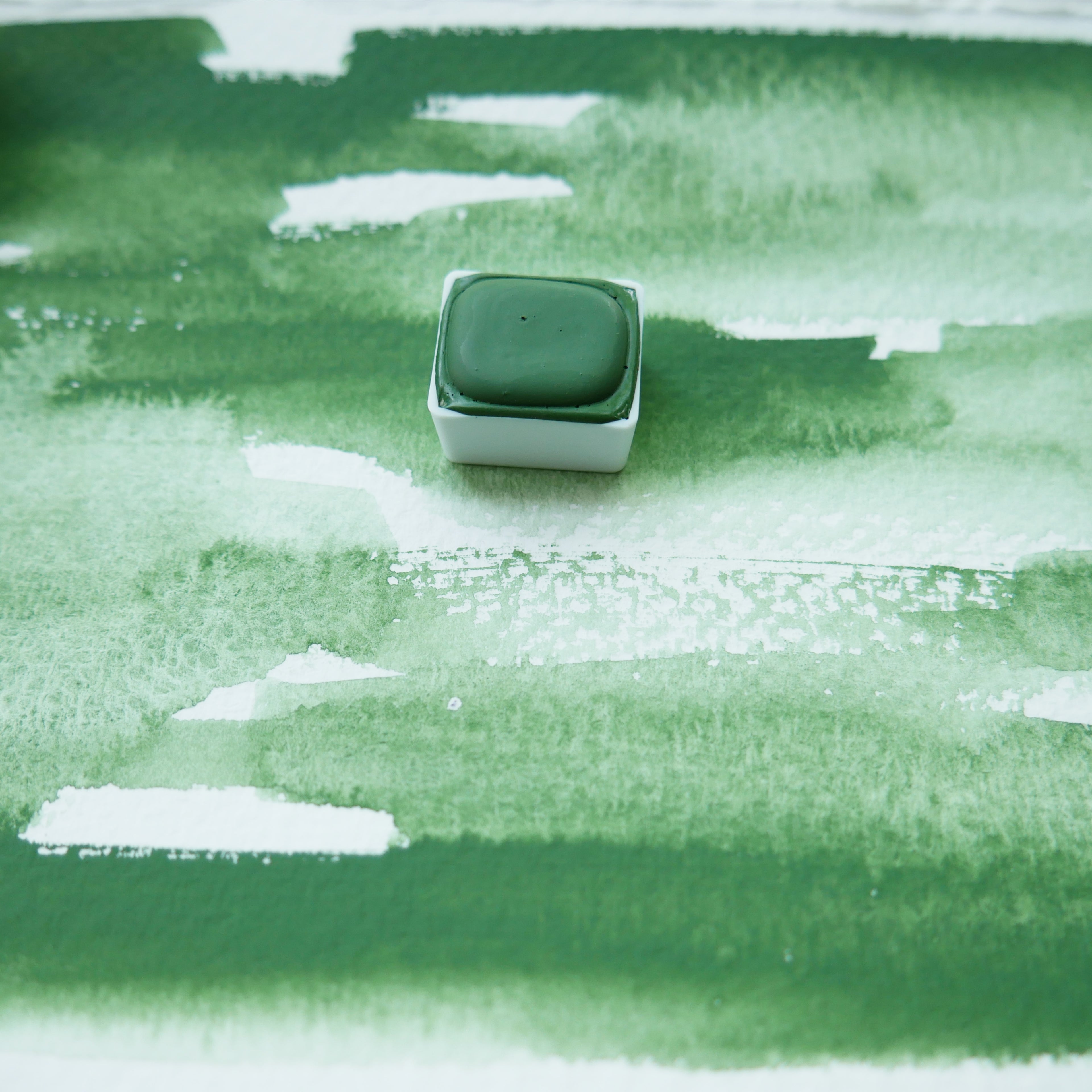 Viridian. Half pan, full pan or bottle cap of handmade watercolor paint