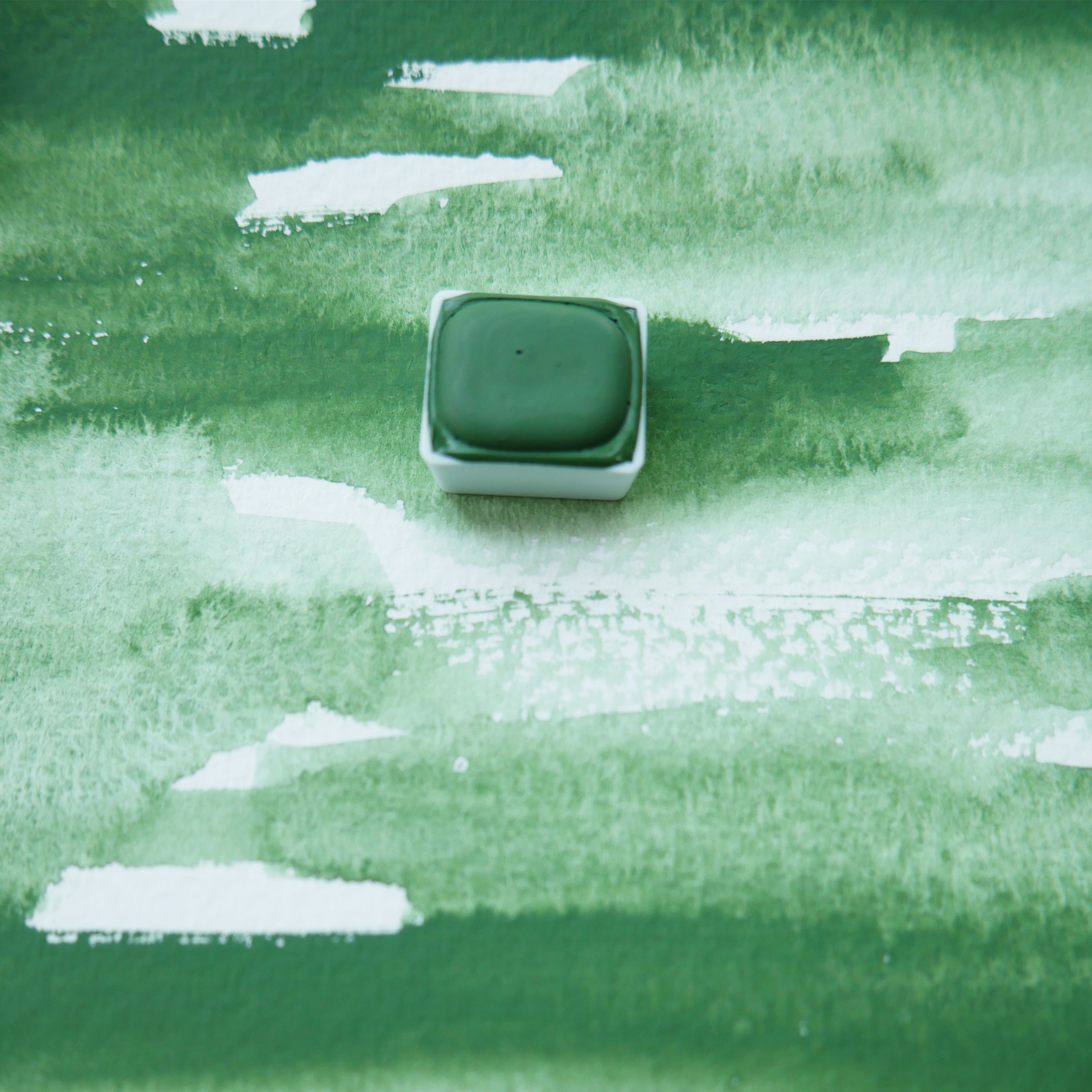 Viridian. Half pan, full pan or bottle cap of handmade watercolor paint