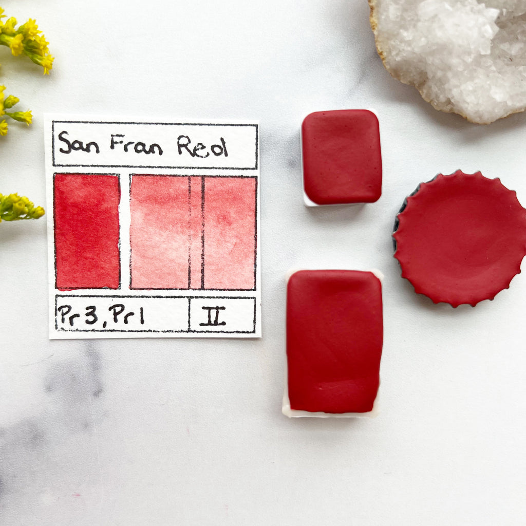 San Francisco Red. Half pan, full pan or bottle cap of handmade watercolor paint