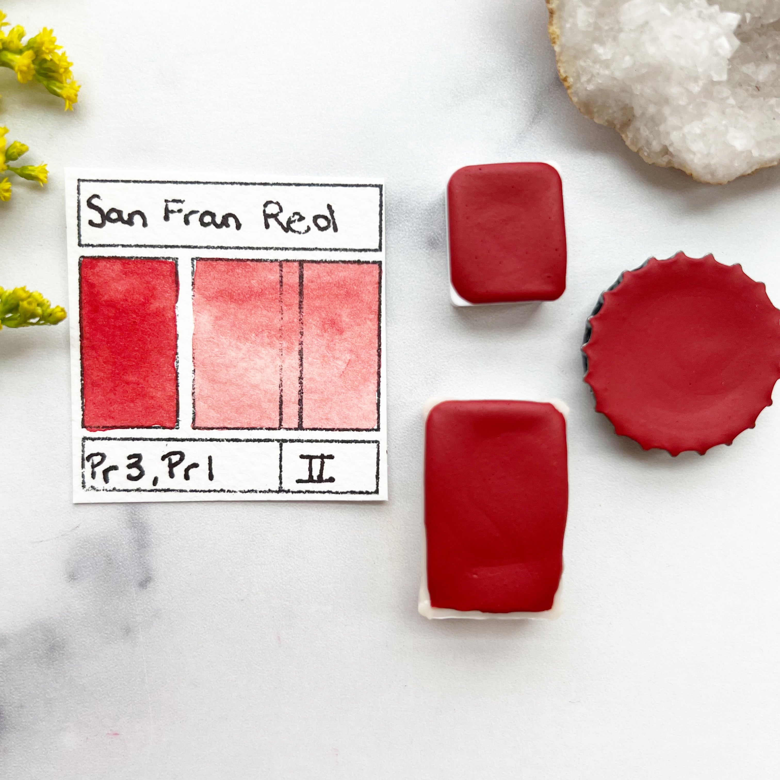 San Francisco Red. Half pan, full pan or bottle cap of handmade watercolor paint
