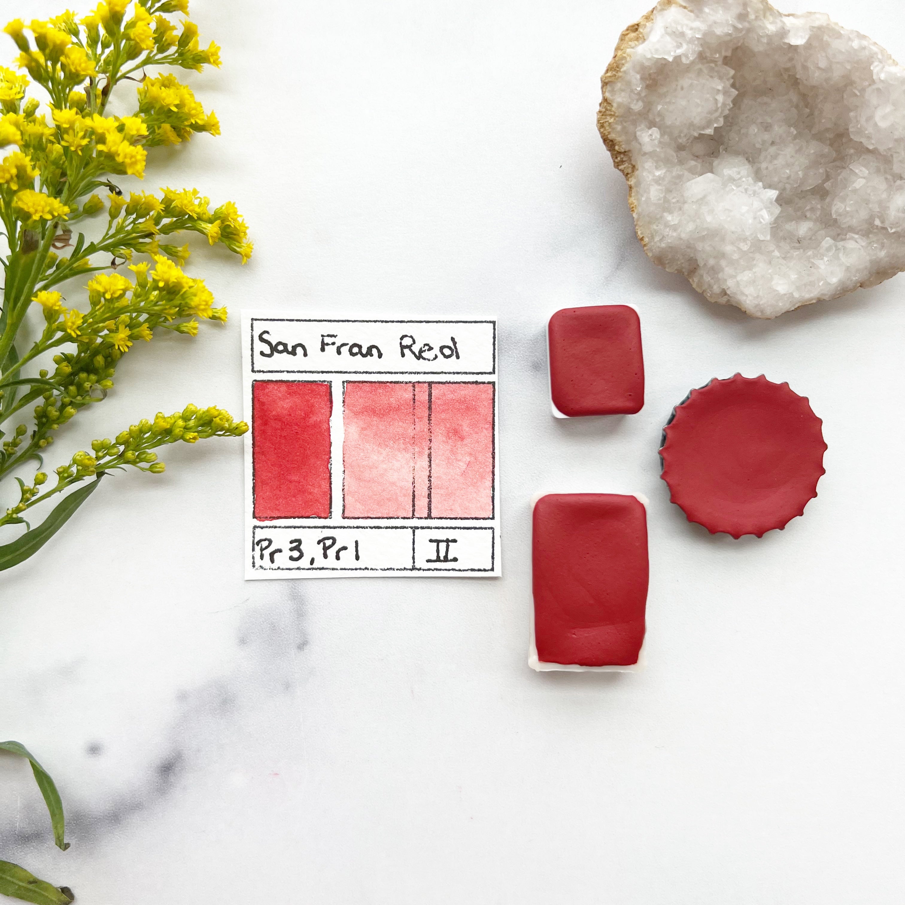 San Francisco Red. Half pan, full pan or bottle cap of handmade watercolor paint