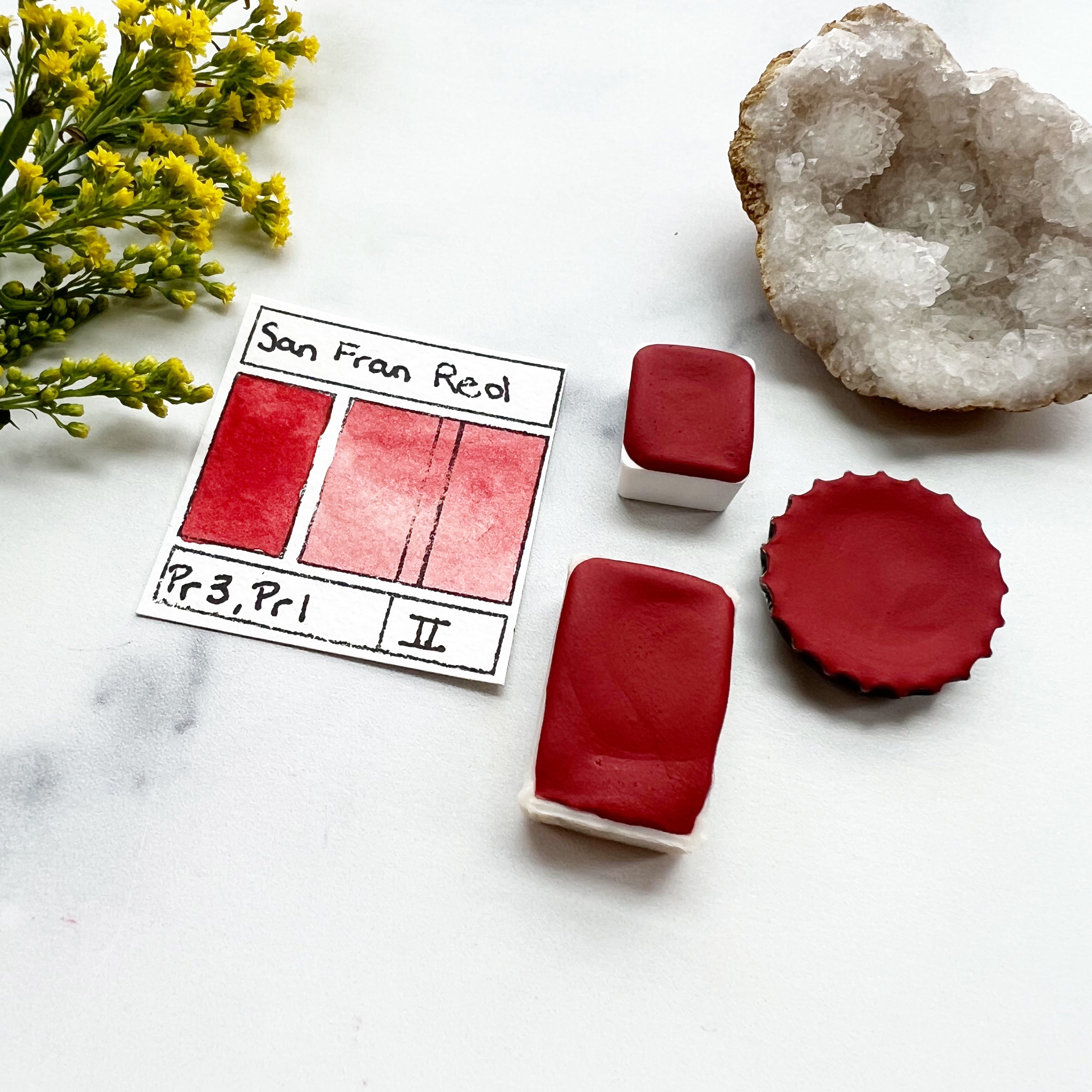 San Francisco Red. Half pan, full pan or bottle cap of handmade watercolor paint