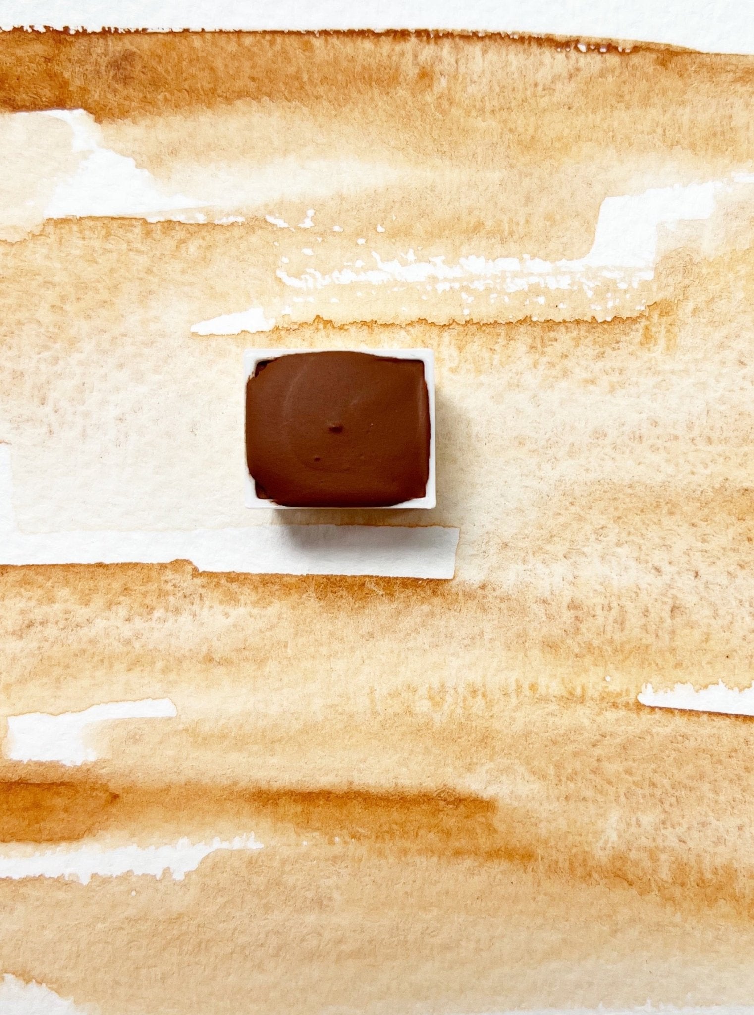 Amber Ocher. Half pan, full pan or bottle cap of handmade watercolor paint