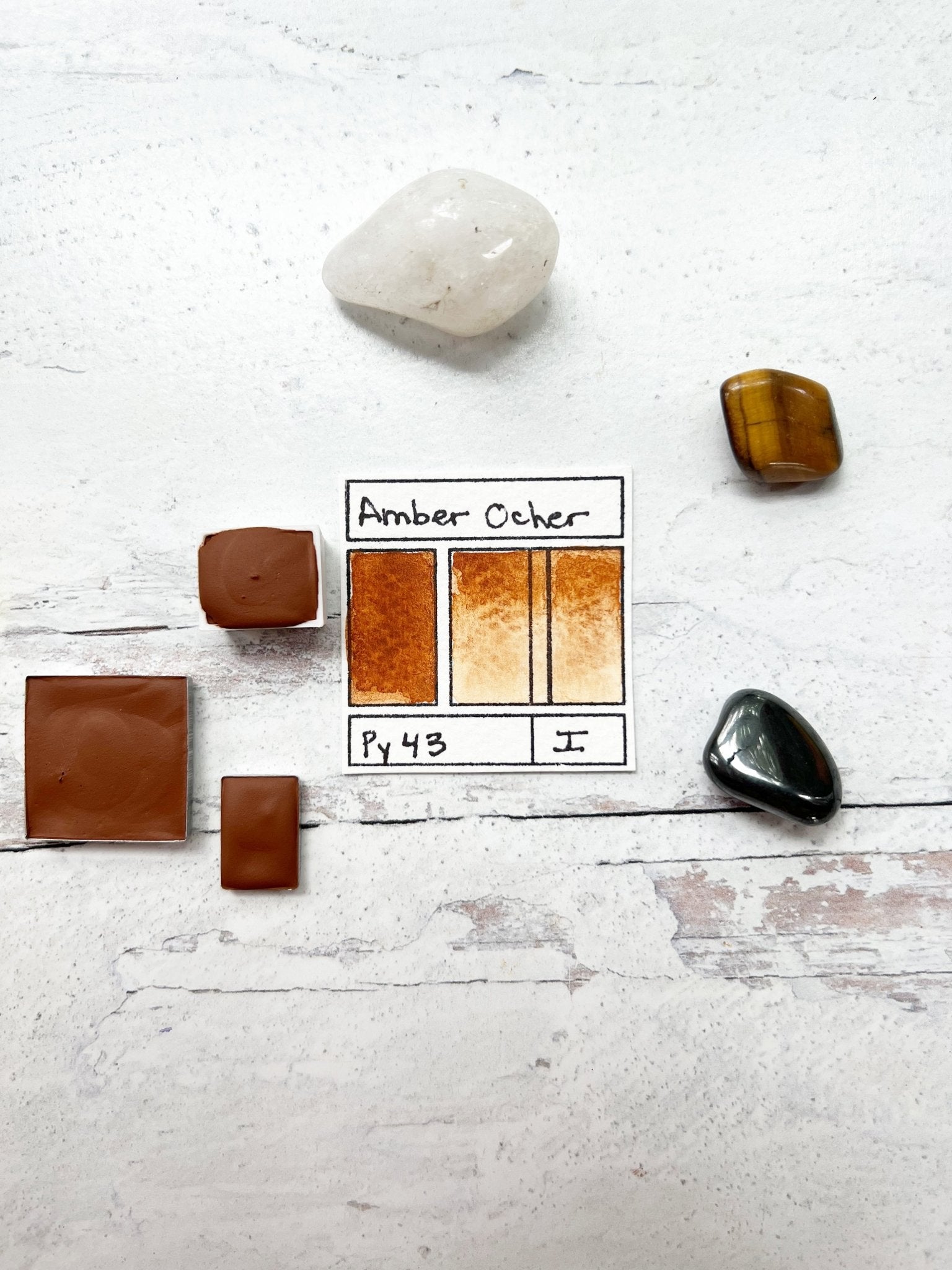 Amber Ocher. Half pan, full pan or bottle cap of handmade watercolor paint