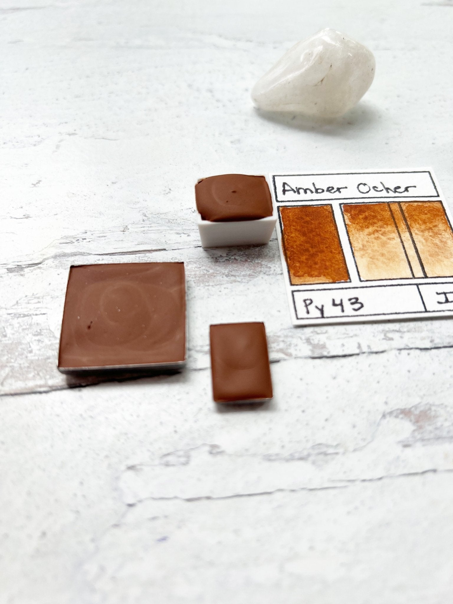 Amber Ocher. Half pan, full pan or bottle cap of handmade watercolor paint