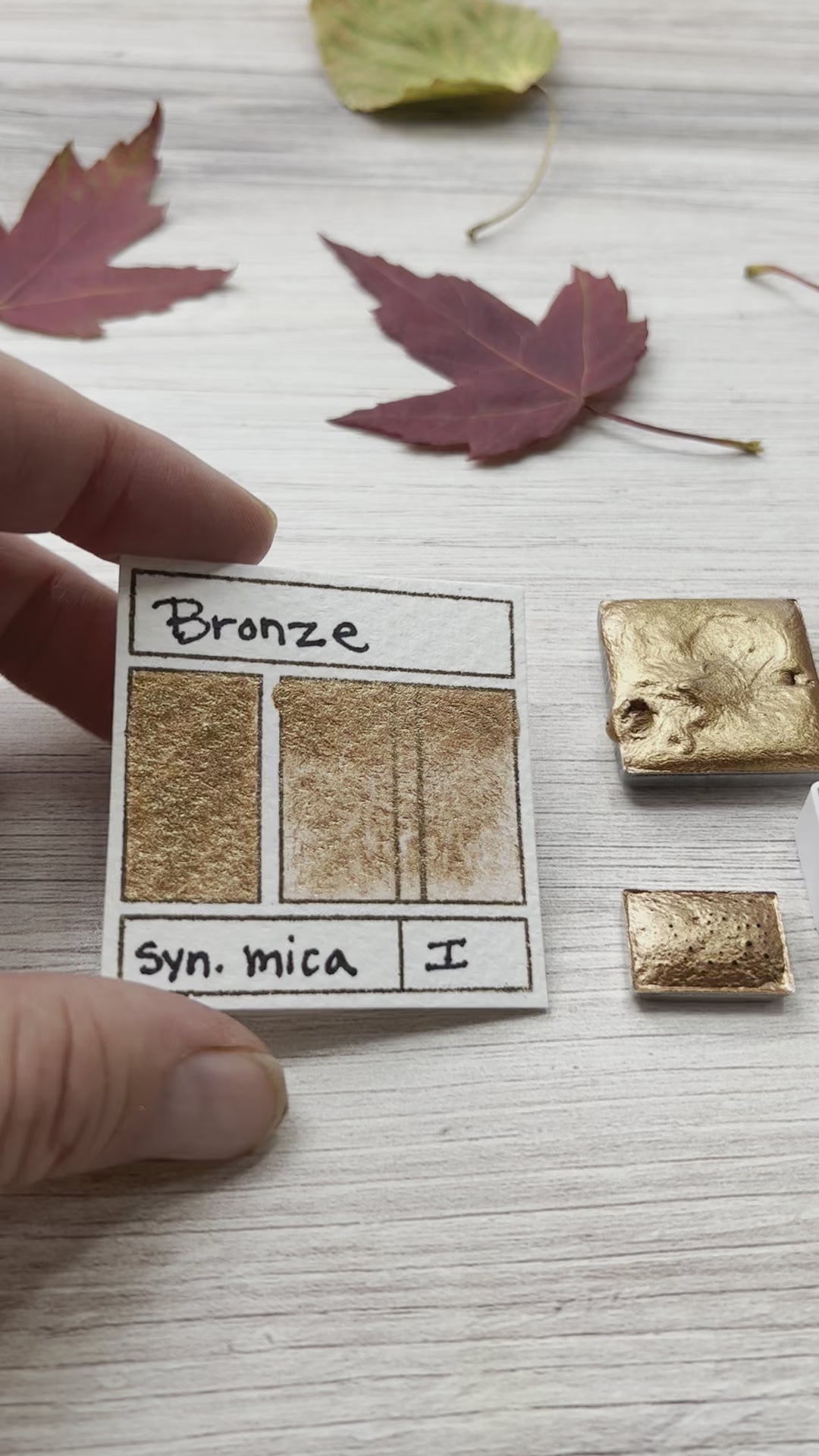 Bronze. Half pan, full pan or bottle cap of handmade watercolor paint